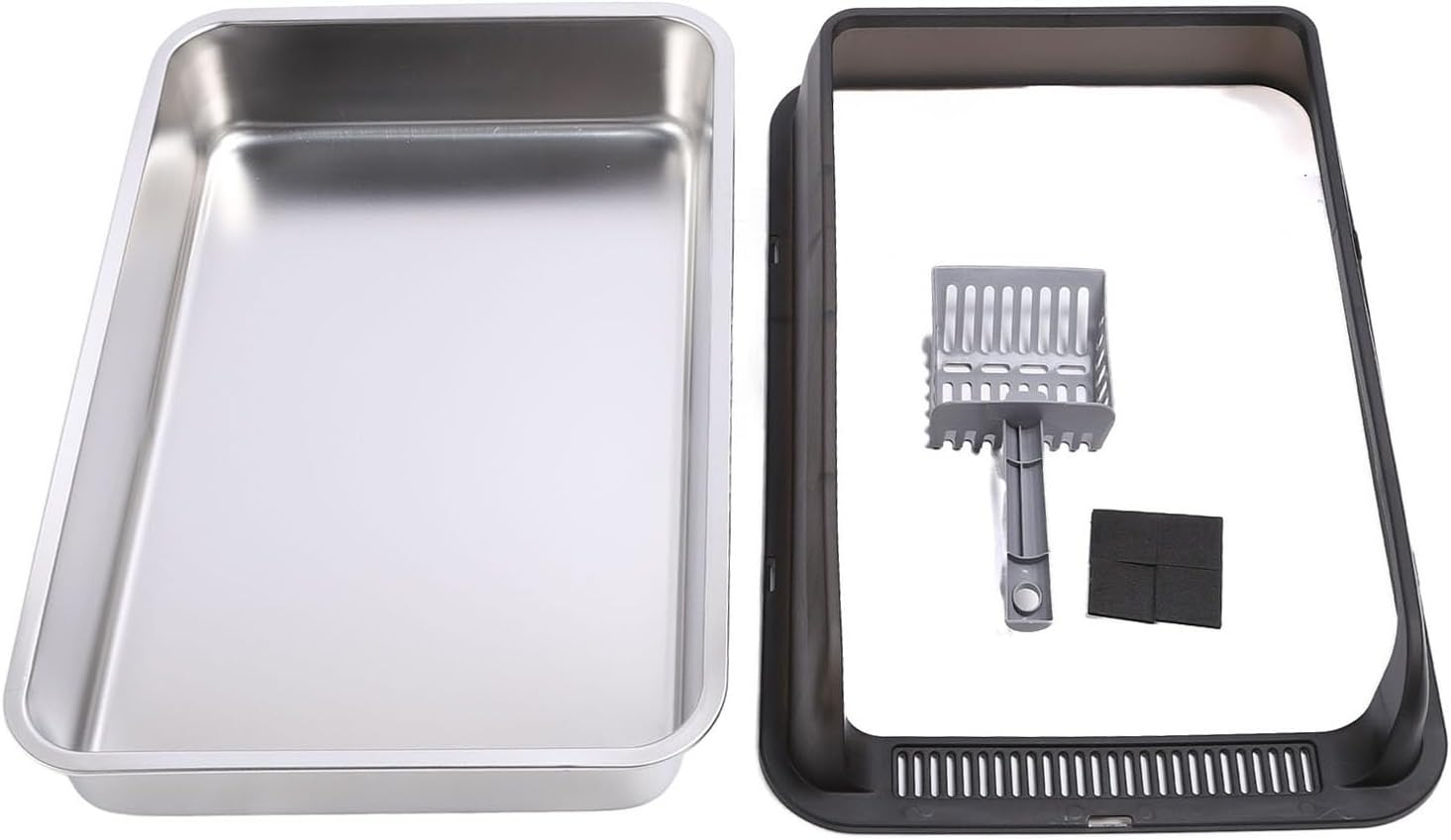 Stainless Steel Cat Litter Box, XL Enclosed High Sided Cat Litter Box, Nonstick Metal Litter Box for Big Cats, Easy Cleaning, Include Scoop (XL 7.5X13Cm)