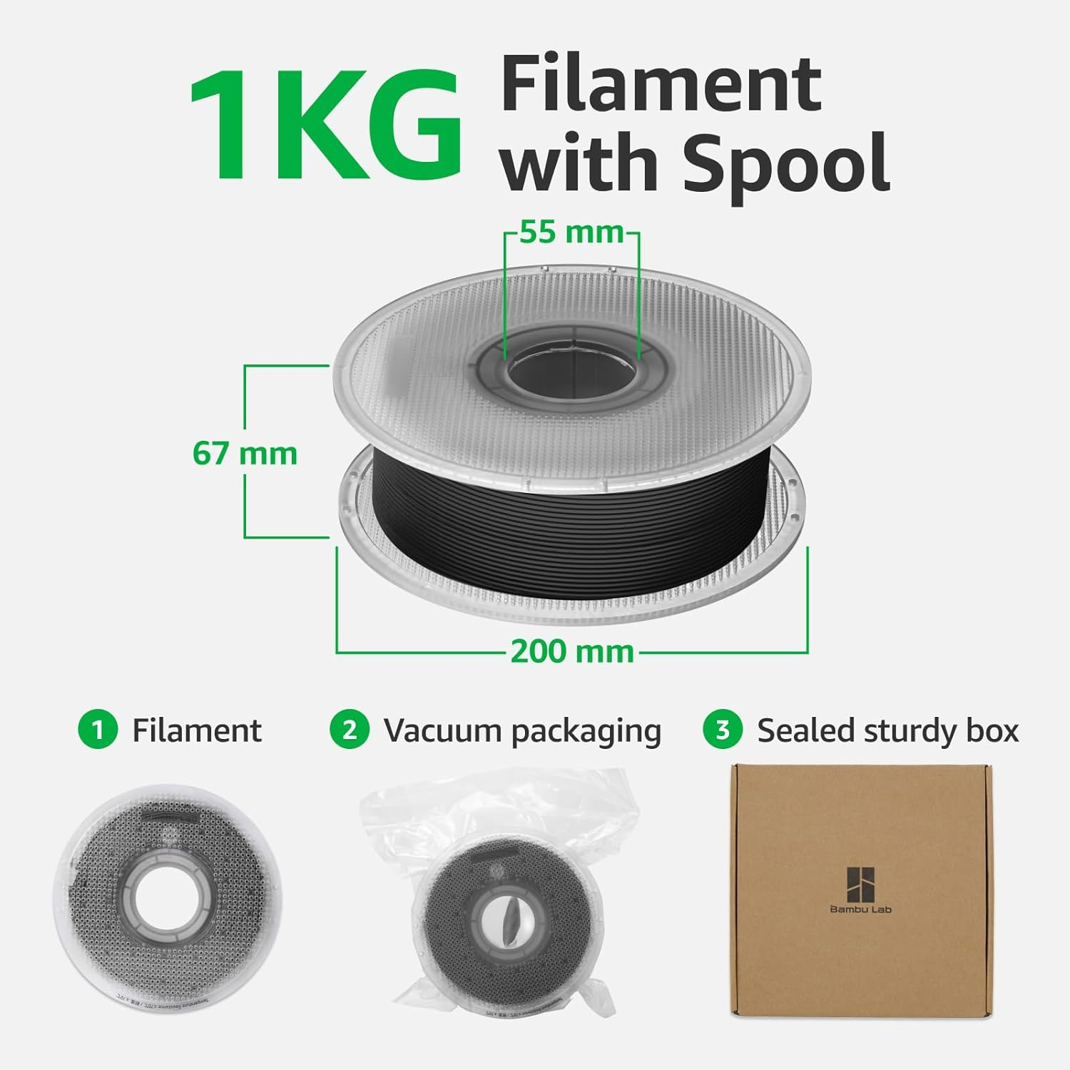 Bambu Lab ABS 3D Printer Filament, Tough & Durable 1.75Mm 3D Printing Filament, Impressive Heat & Water Resistant, Ams-Compatible 3D Print Material with Reusable Spool, 1Kg Refill Bambu Green - Blue image number 4