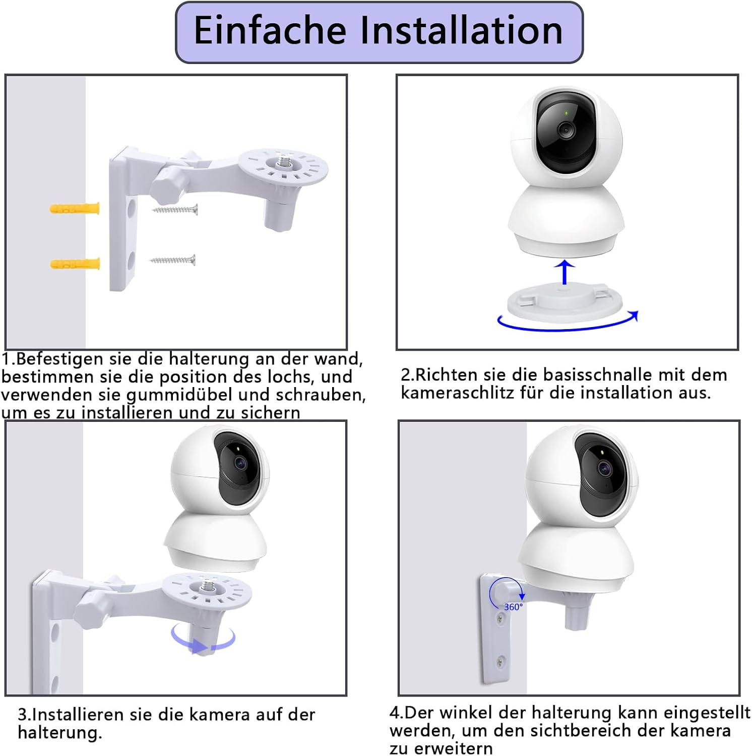 Wall Mount Compatible with Tp-Link Tapo C200 / C210 / C220 / Tc70 / C225, Kasa Ec70 / Kc410S Security Camera, Pack of 2 Camera Mounts with Adjustable Angle, 180 Degree Rotation image number 1