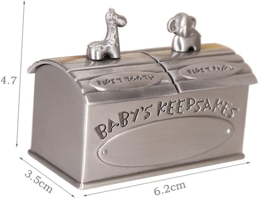 Abaodam Teeth Storage Box Metal Tooth Holder Keepsake Organizer for Born Boys and Girls