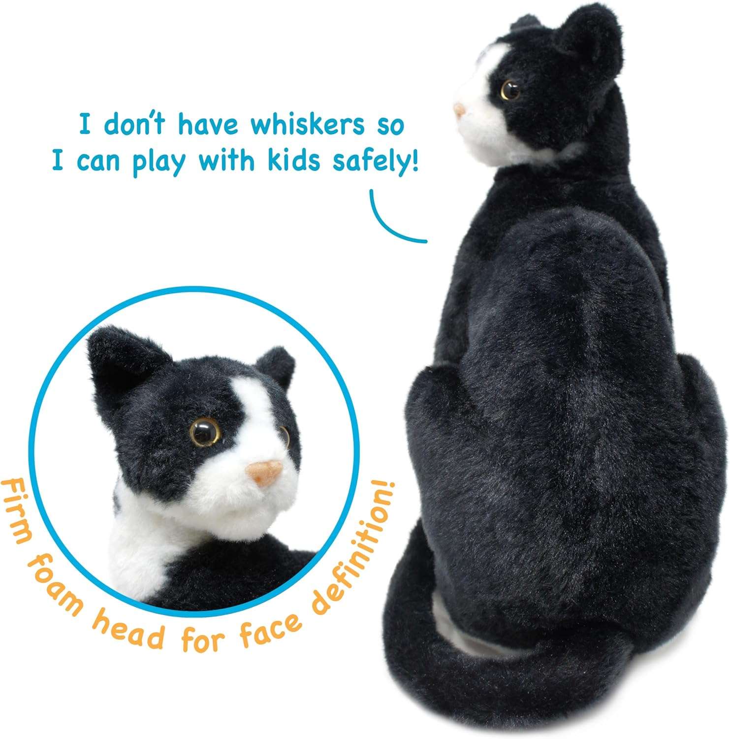 Tate the Tuxedo Cat - 14 Inch Stuffed Animal Plush Black and White Kitten - by Tigerhart Toys image number 2