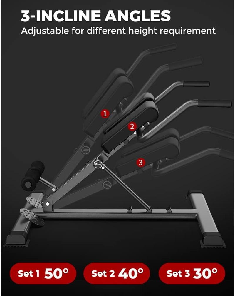 ALSTON Weight Bench Back Roman Chair Fitness Back Home Gym Workout Foldable 10 Level Adjustable 180Kg Weight Capacity Back Extension Strength Training Equipment image number 4