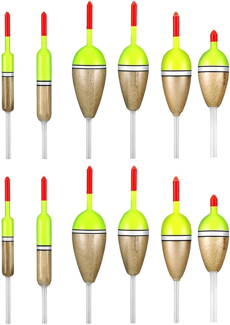 NYGHMY 12 Pcs Balsa Wood Slip Bobbers &mdash; Fishing Floats for Crappie, Bluegill, Trout, Bass, Panfish, Catfish, Walleye &mdash; 6 Sizes Tackle Accessories image number 6