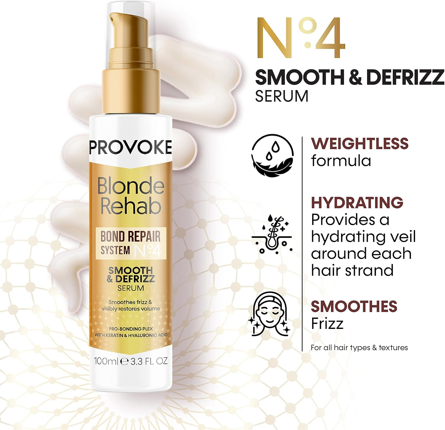 Provoke Blonde Rehab Bond Repair System No.4 Smooth and Defrizz Serum, 100 Ml image number 6