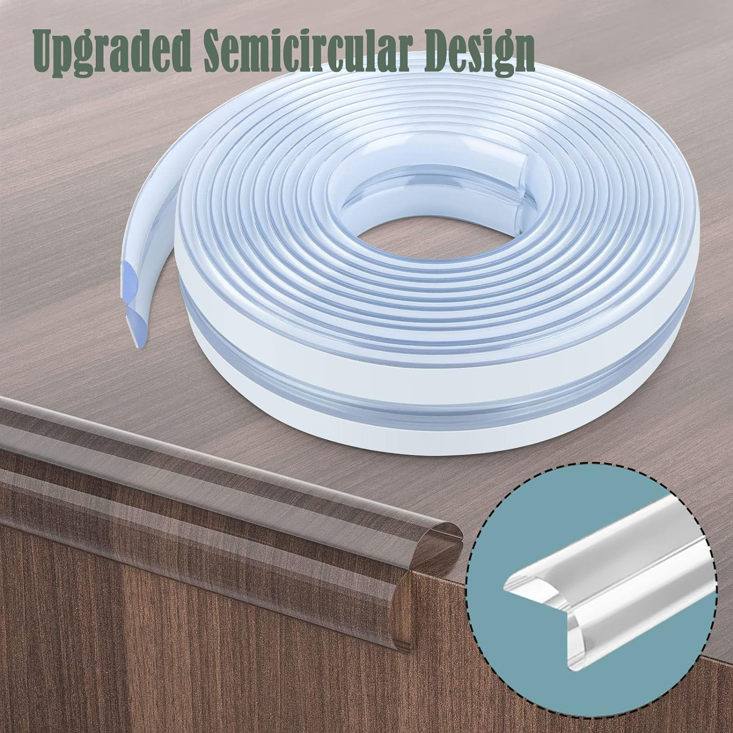 5Pcs 2M Clear Corner Protectors Adhesive Tapes with Circular Shape Table Corner Protectors, Safety Edge Protection Clear Edge Protector Strip Desk Edge Cushion Tables Corner Guards Baby Proofing image number 1