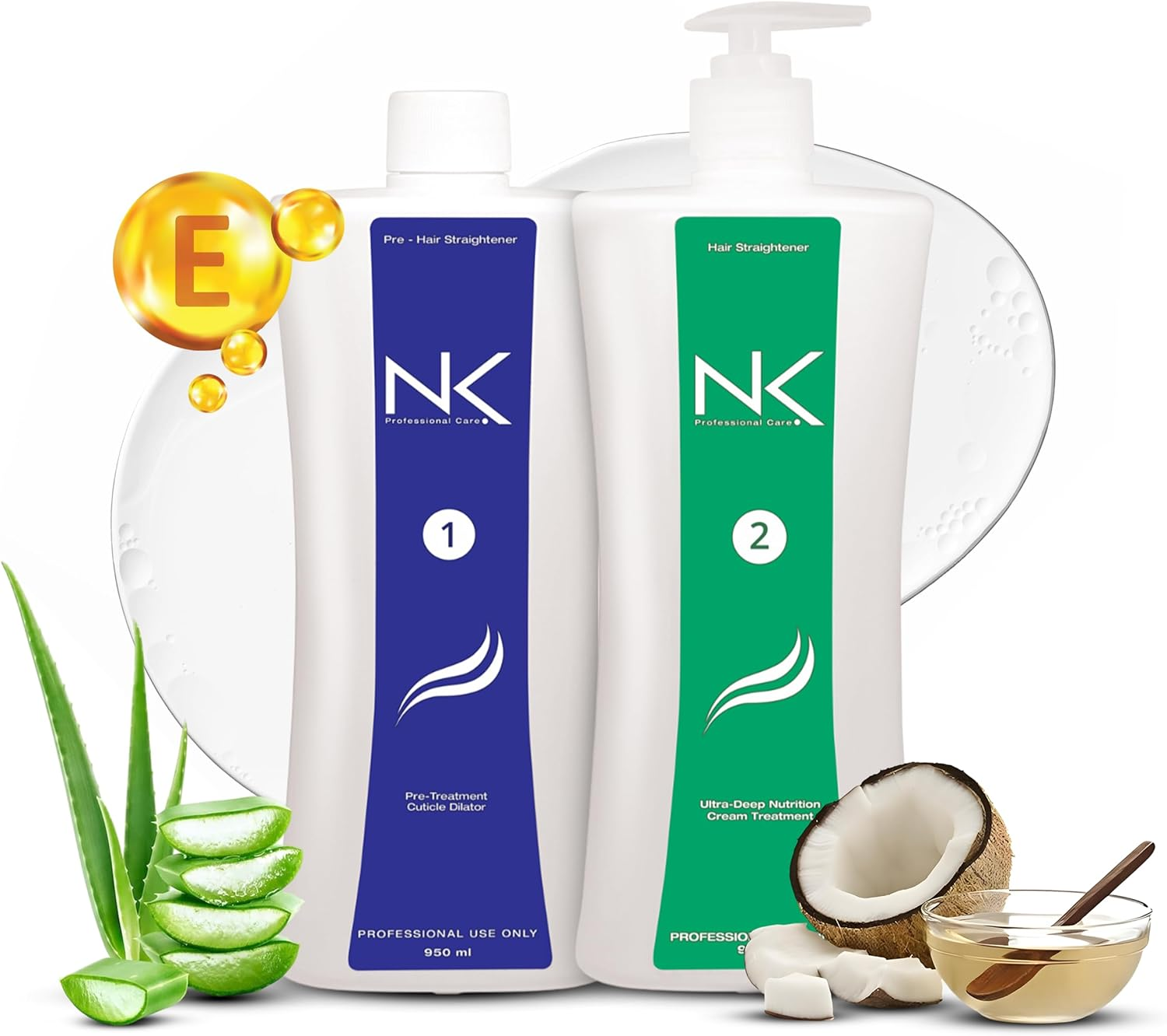 NK Professional Care Hair Straightener. Hair Straightening Treatment. Hair Surgery with Keratin That Acts in Just 40 Minutes. Step 1 and Step 2 Pack. 32Oz image number 5