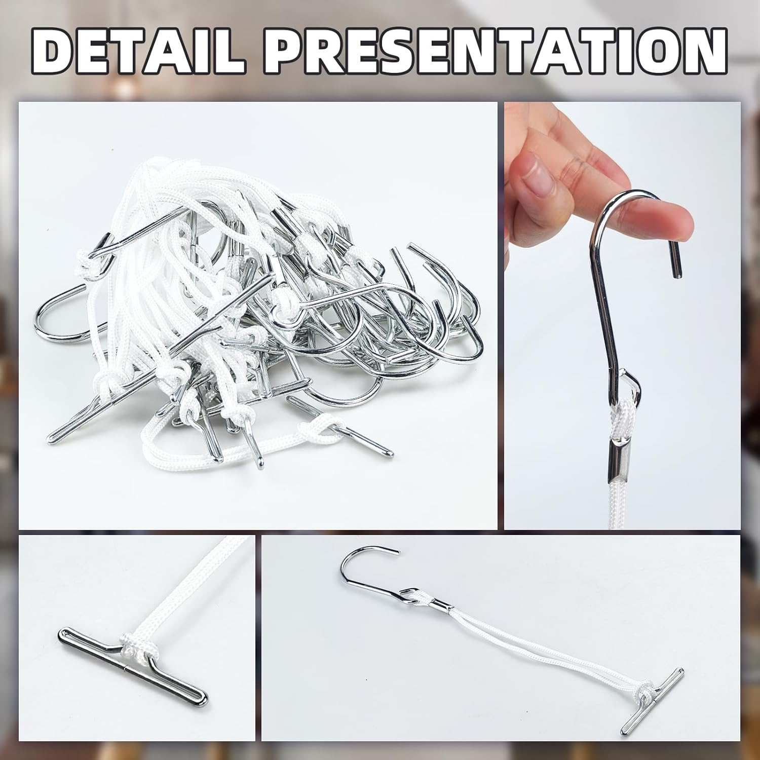 Sewing Pattern Hooks, 20 Pcs Pattern Making Hooks with T Bar and Nylon Cord Hardened Steel Sewing Making Hanger for Securing and Hanging Patterns image number 5