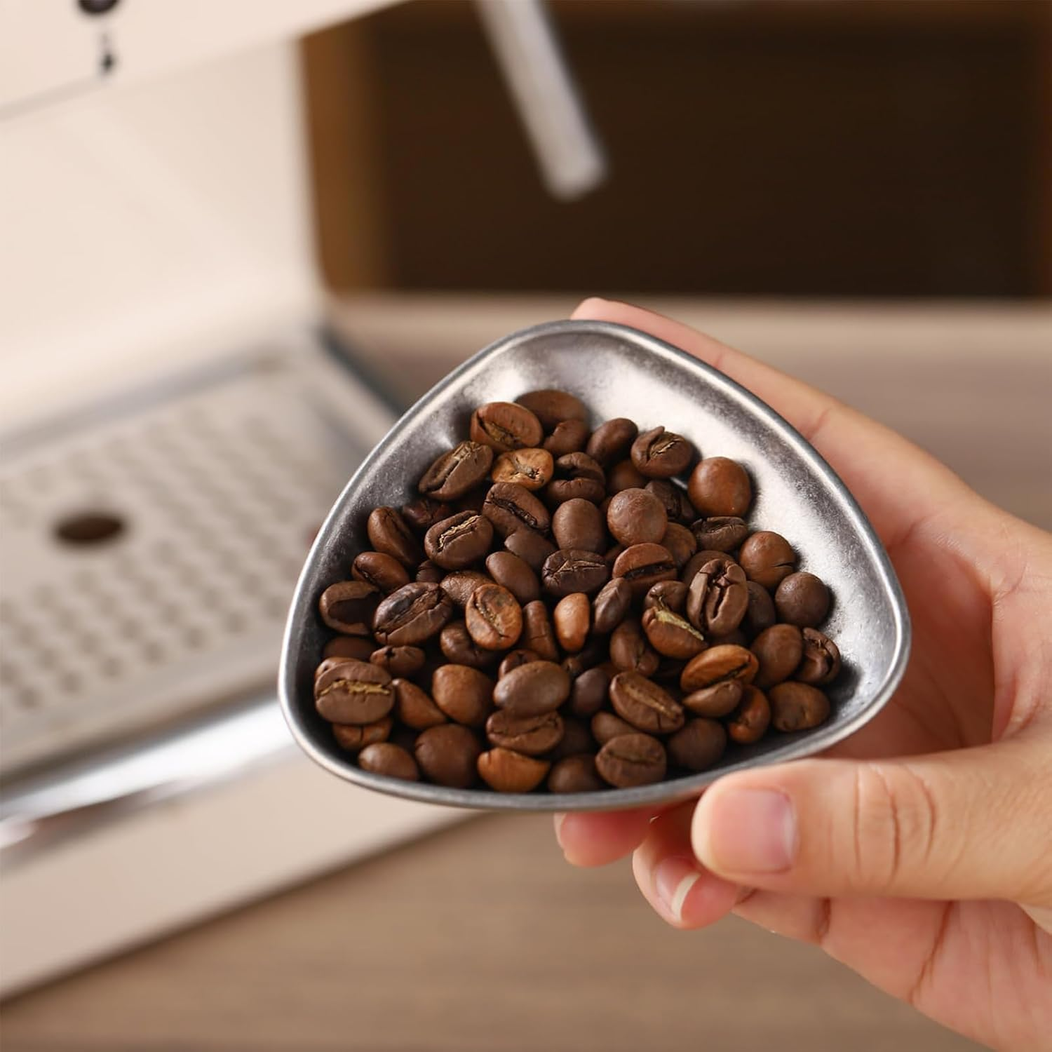 Coffee Bean Dispenser Cup | Stainless Steel Measuring Tray | Multifunctional Portable Spoon for Coffee Beans, Tea Leaves, Bath, Flour and Nuts | Accessory image number 1