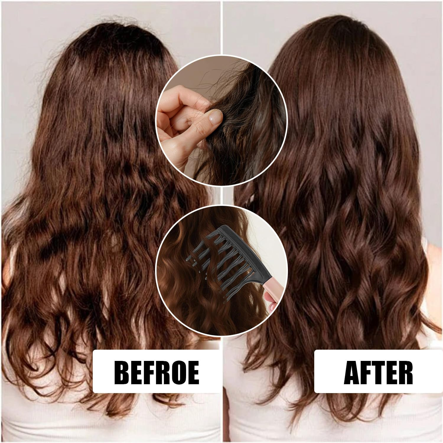 SYEYCW Pack of 2 Curling Combs, Double Row Wave Comb with Wide Teeth, Lightweight and Durable, Anti-Pull Effect, for Curly, Wavy and Long Hair, Hairdresser Styling Tool image number 1