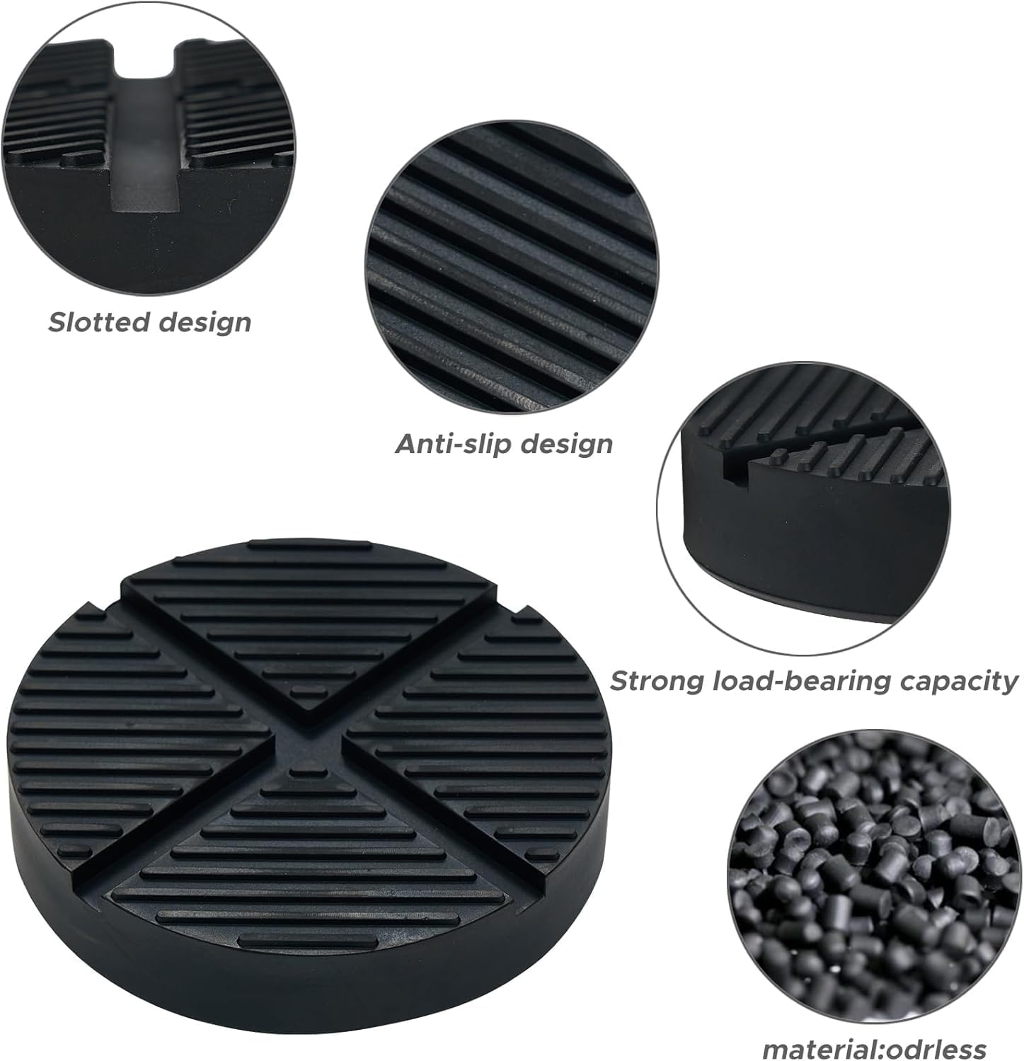 ​Universal Jack Pad - Rubber Jack Pad Adapter with Slot, Non-Slip Pinch Weld and Frame Rail Protector for Floor Jacks, Car Jack Stands, All Cars​