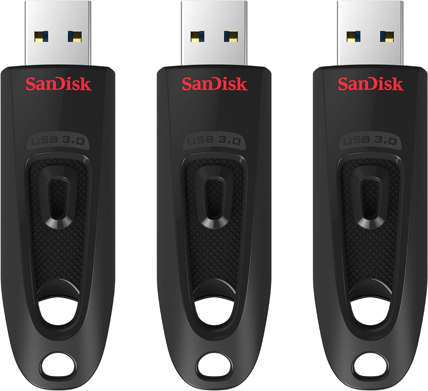 Sandisk 32GB Ultra USB 3.0 Flash Drive, USB Stick, Memory Stick with Transfer Speeds up to 130Mb/S, Password Protection, Rescuepro Deluxe Software for Data Recovery, Triple Pack, Black