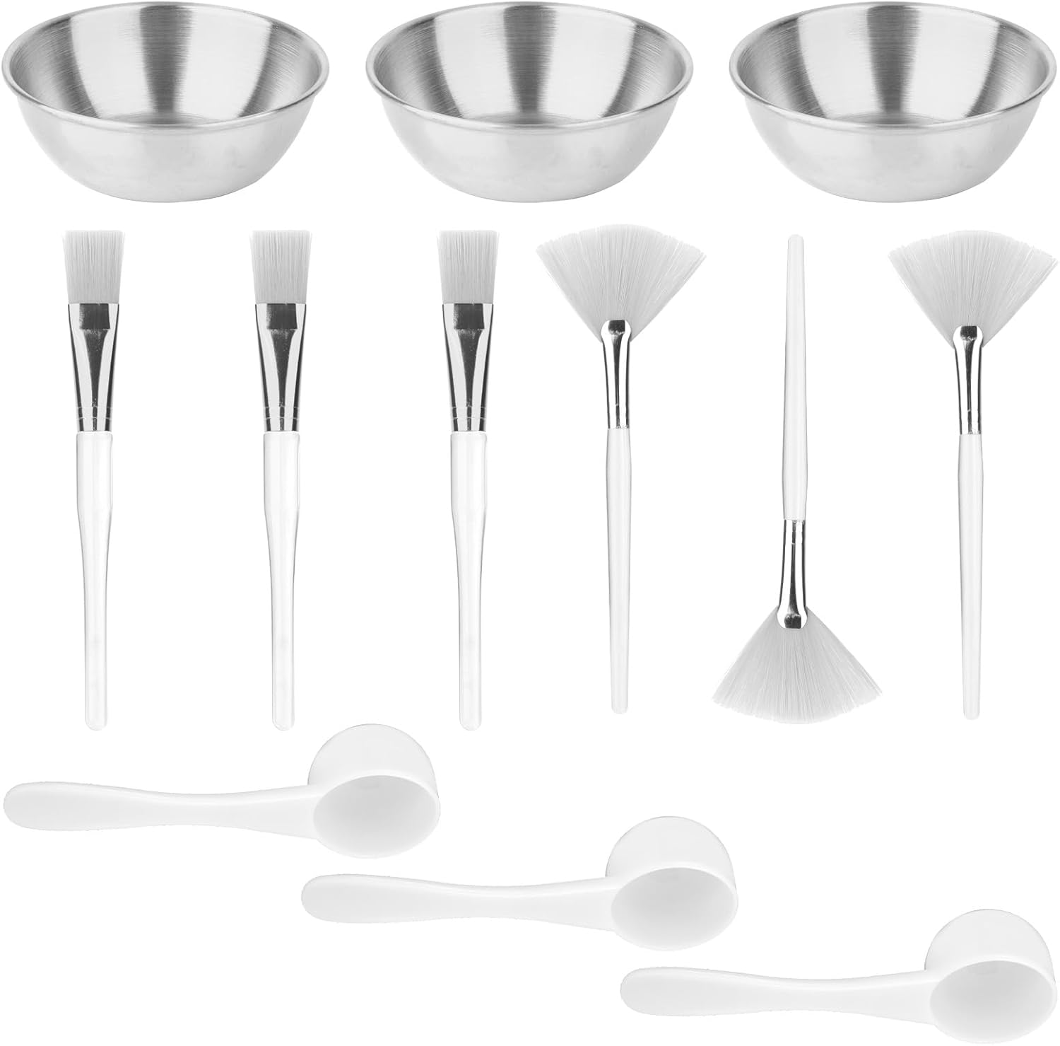 12Pcs Esthetician Supplies for Facials Set, Including 3 Facial Bowls, 3 Fan Brushes, 3 Brushes & 3 Scoop for Women Cosmetic Mask Mixing Set Make up Tool (Gold)