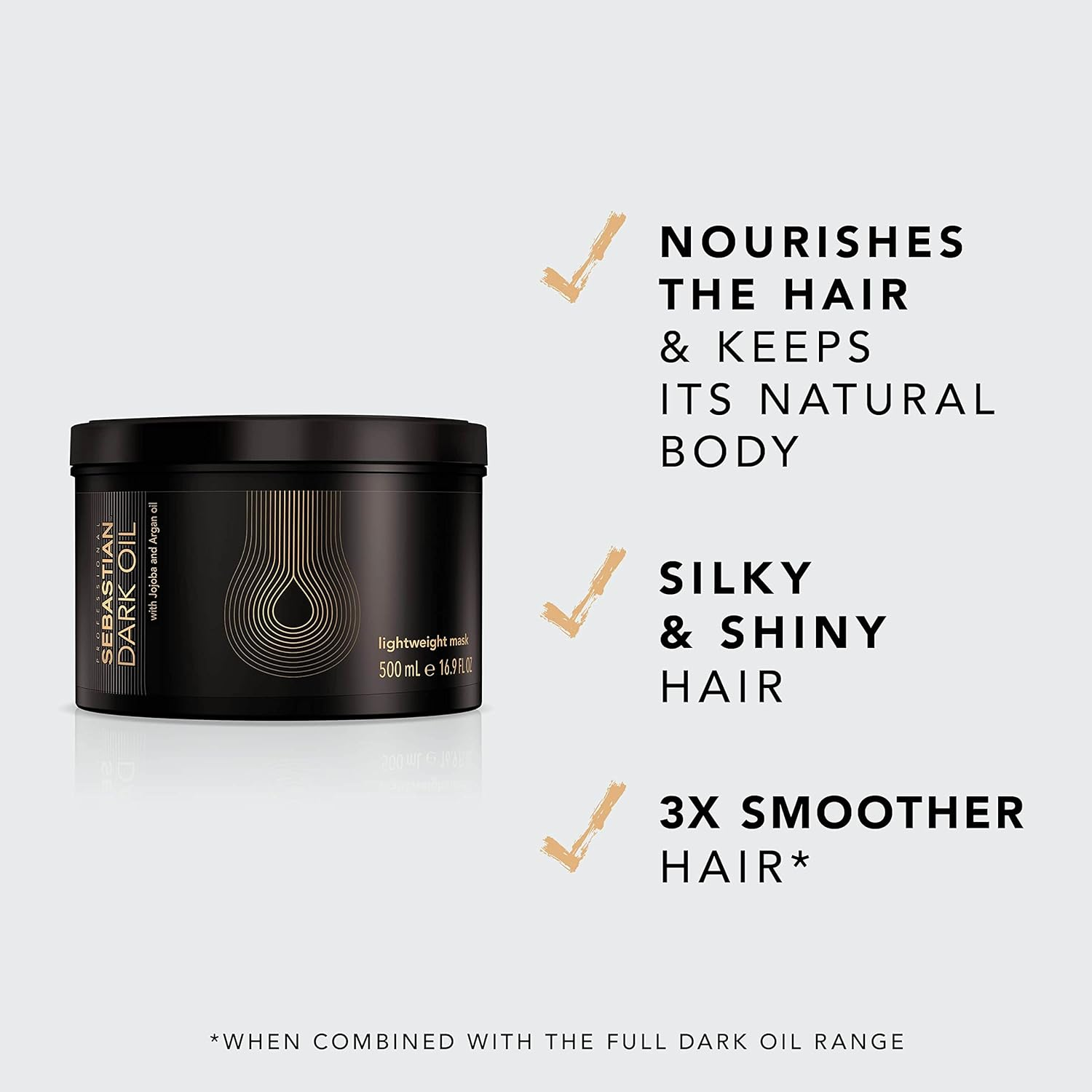 Sebastian Professional Dark Oil Lightweight Hair Mask for Smooth and Nourished Hair, for All Hair Types, Professional Hair Care, 500Ml image number 1