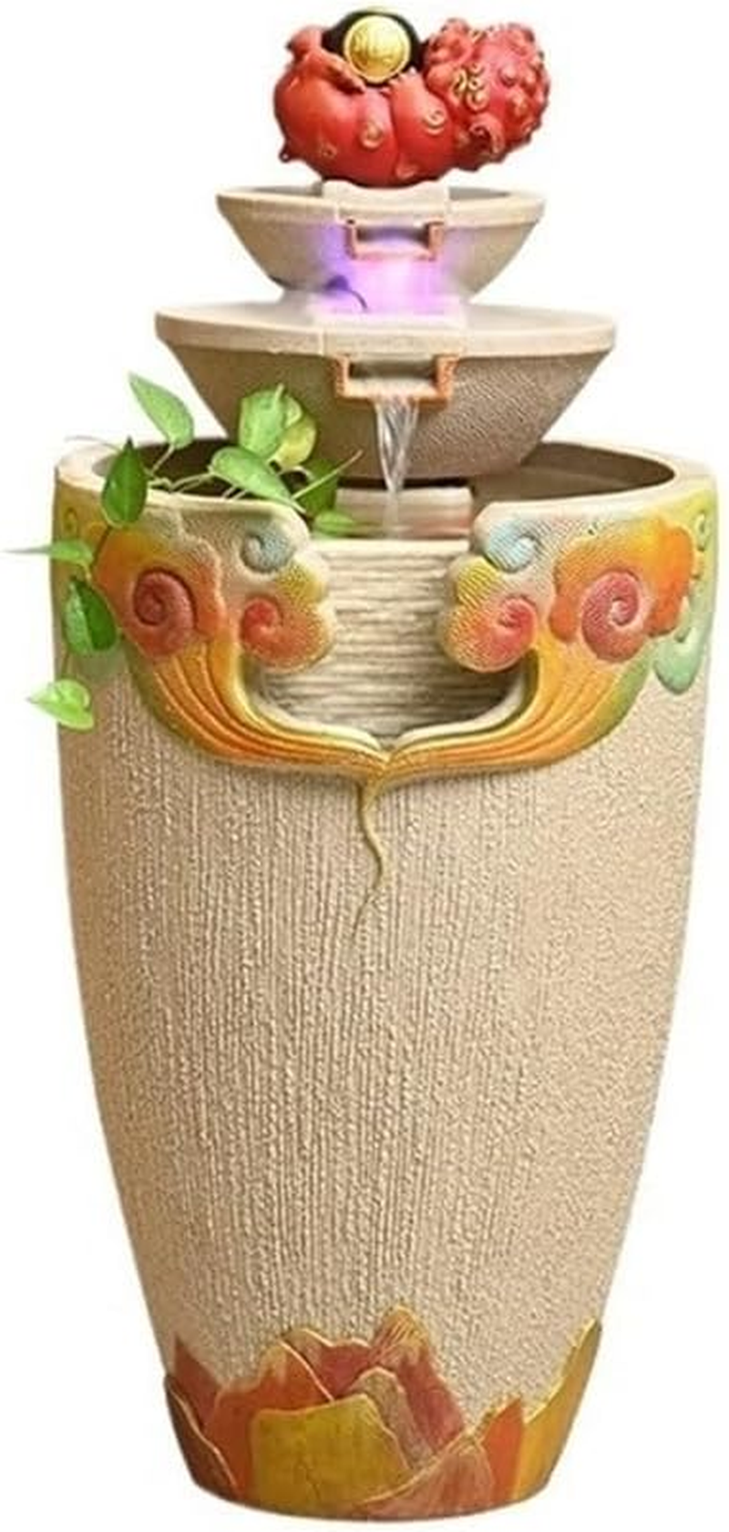 Outdoor Fountain Balcony Circulating Water Floor Standing Fountain Living Room Foyer Office Wealth Acquisition Decoration Housewarming Gift(Green)