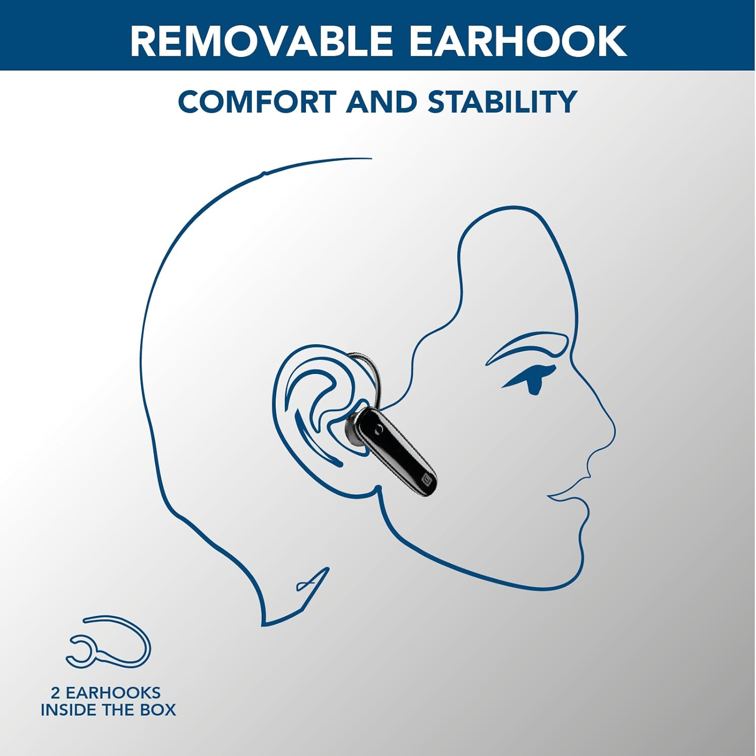 Cellularline | Score | Ergonomic Mono Bluetooth&reg; Headset with Detachable Headband - Playtime: 4 Hours - Black image number 1