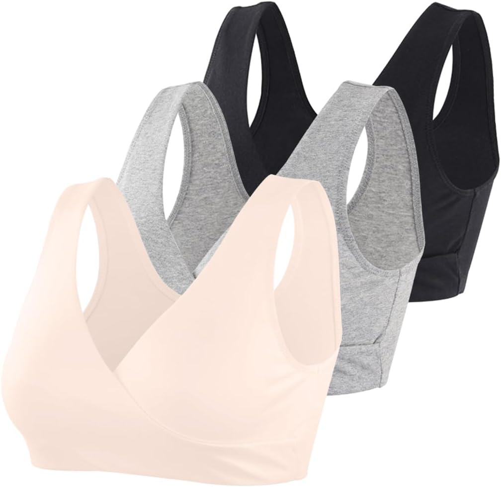 COLOMI Maternity Nursing Bra Wireless Cotton Breastfeeding Bra for Sleep
