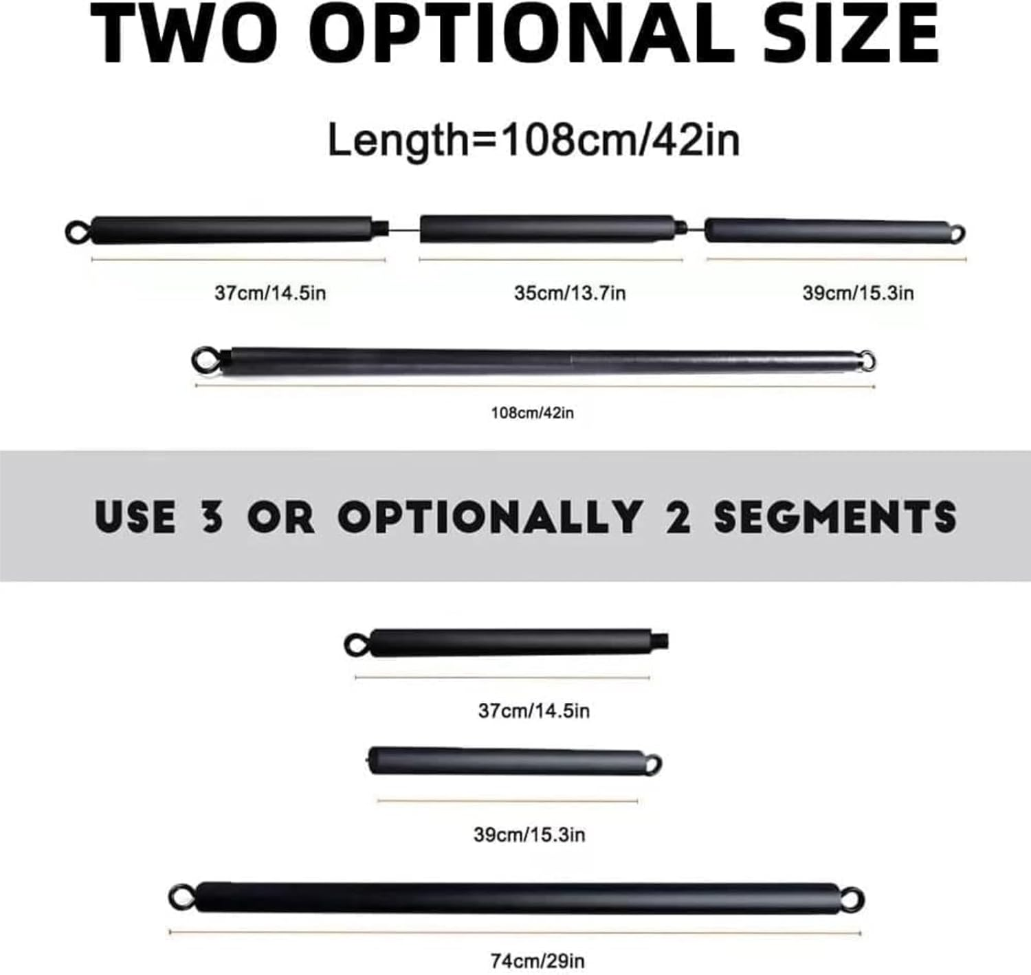 Tavvke Resistance Band Bar, Portable Pilates Bar for Home & Gym, Removable Fitness Exercise Puller Pull for Strength Training Aerobic Exercise, Core Muscle and Full-Body Training, Black, 3 Sections image number 2