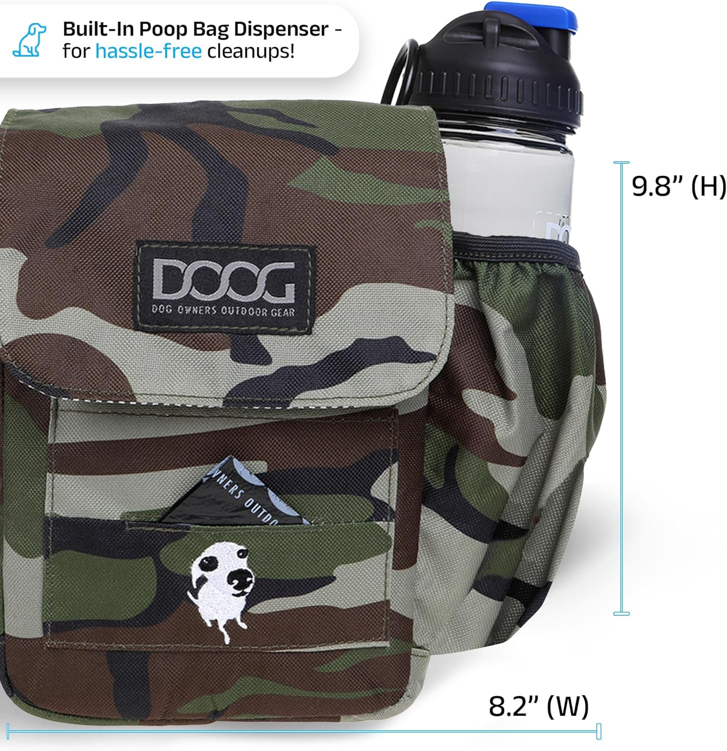 Large Shoulder Bag with Waterproof Lining, Waterbottle/Tennis Ball Holder, and Waste Bag Holder (CAMO)(SB07) image number 1