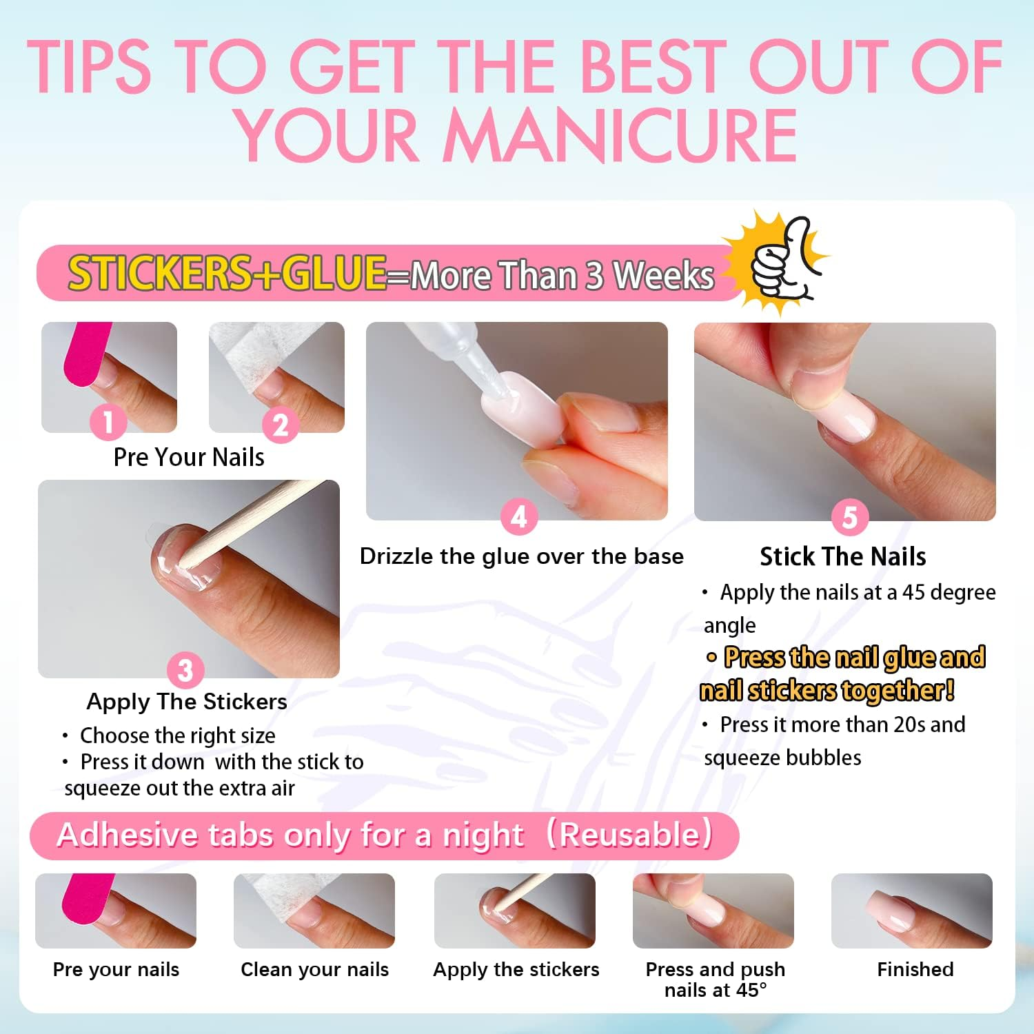 Medium Square White French Nails for Gluing, KXAMELIE Coffin Press on Nails with Designs Acrylic Artificial Nails for Women and Girls Daily Use Pack of 24 image number 5