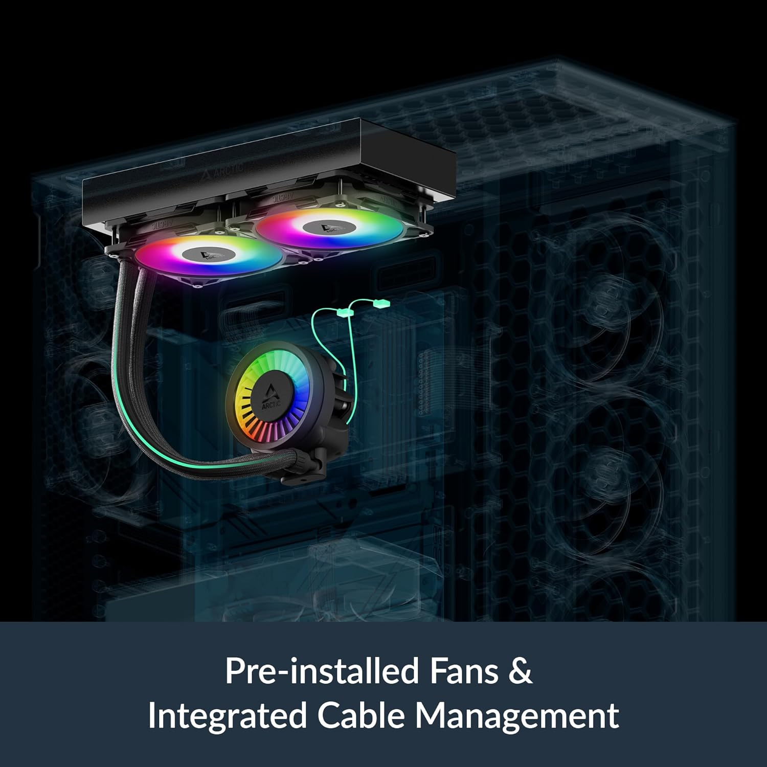 ARCTIC Liquid Freezer III Pro 240 A-RGB - 240 Mm AIO CPU Cooler, Water Cooling, 38 Mm Radiator, PWM Pump, VRM Fan, AMD AM5/AM4, Intel LGA1851/1700 Contact Frame - Black image number 1