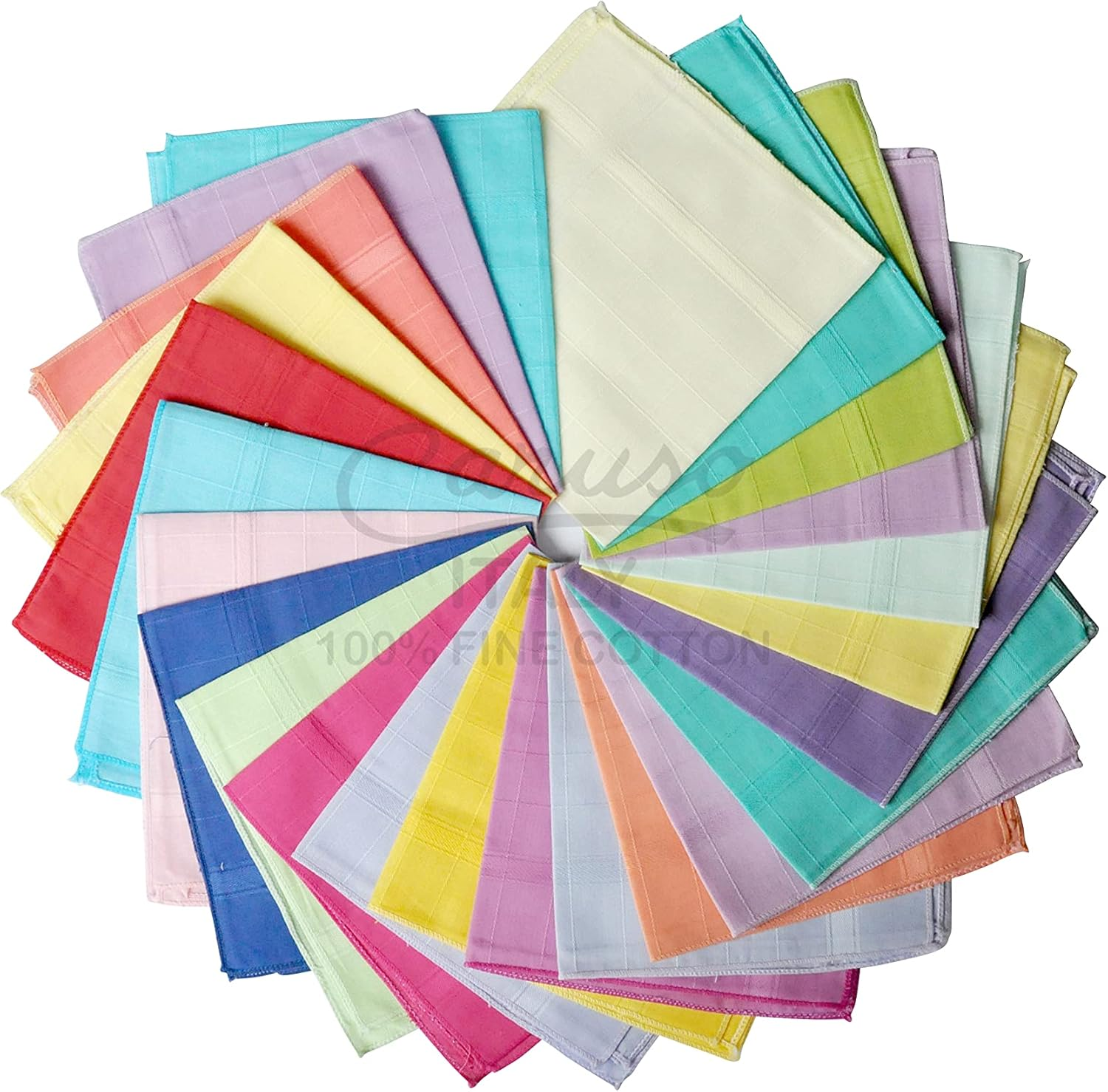 Caruso Italy Women'S 100% Pure Cotton Multicolor Rangoli Handkerchief | Soft, Skin-Friendly, and Super Absorbent with Anti-Shrink Finish, Becomes Softer with Every Wash - 30 X 30 Cm