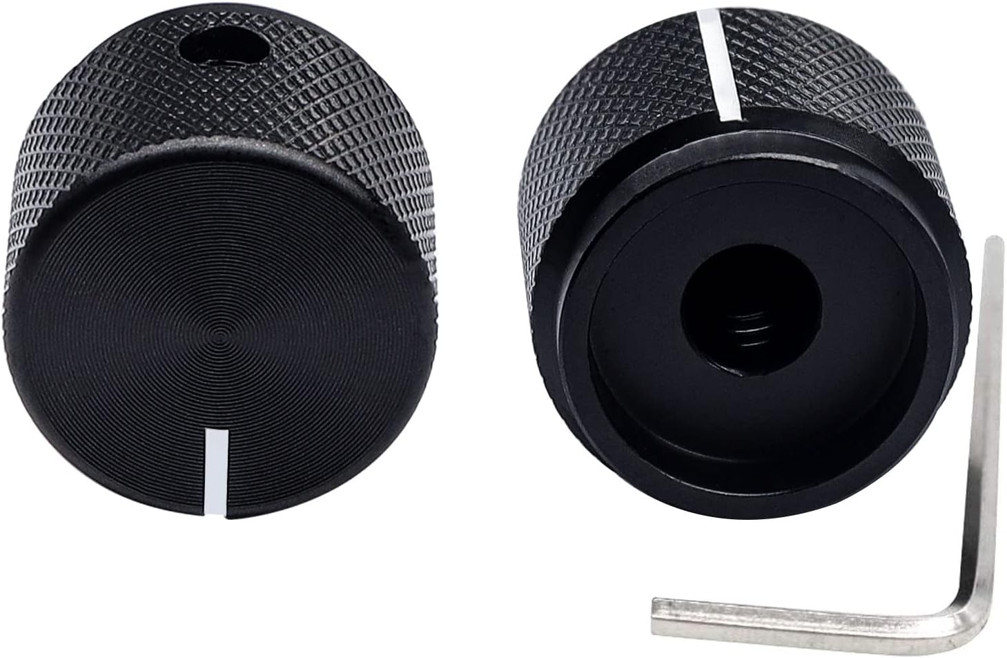 Taiss / 2Pcs Black Aluminum Rotary Electronic Control Potentiometer Knob for 6 Mm Diameter Shaft, Volume Control Knob, Audio Knob, Guitar Knob，Switch Knob, 20Mm Dia. X 17Mm Height image number 3