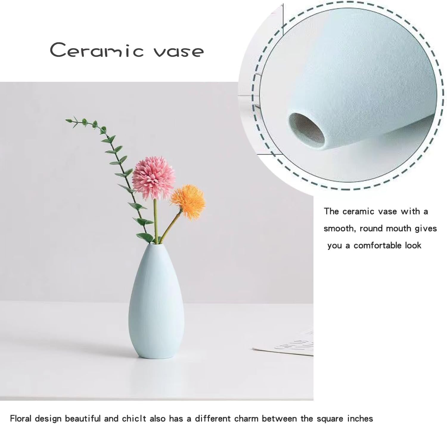 Fohouse Ceramic Vases for Home Decor, Small Flower Vase Set of 3 for Pampas Grass, Home, Living Room, Dining Table, Farmhouse, Office Decor, Bedroom, Table, and Kitchen Shelf, Colourful image number 1