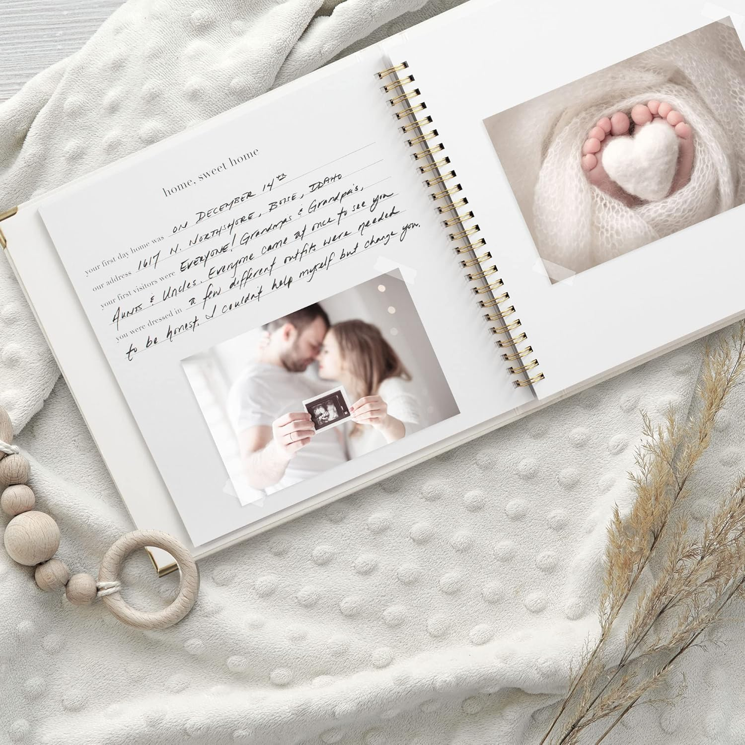 Keepsake Baby Memory Book for Boys and Girls &ndash; Timeless First 5 Year Baby Book &ndash; Gender Neutral Linen Baby Journal Scrapbook or Photo Album - a Milestone Book to Record Every Event from Birth to Age 5 image number 3