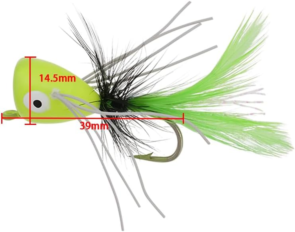 Emsea 10Pcs Fly Fishing Poppers Fly Fishing Foam Popper Flies, Size 6, White Black Red Yellow Orange - Topwater Lures for Bass, Bluegill, Trout, Panfish image number 4