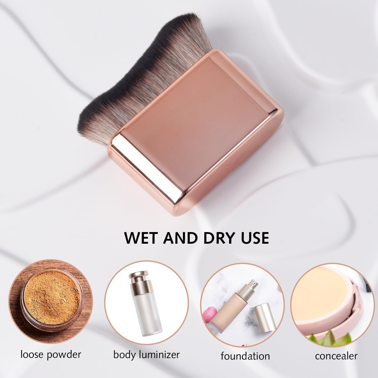 Self Tan Brush Portable Self Tanning Brush Soft Brush Self Tanner Face Brush for Body & Leg Makeup（Rose Gold） image number 4