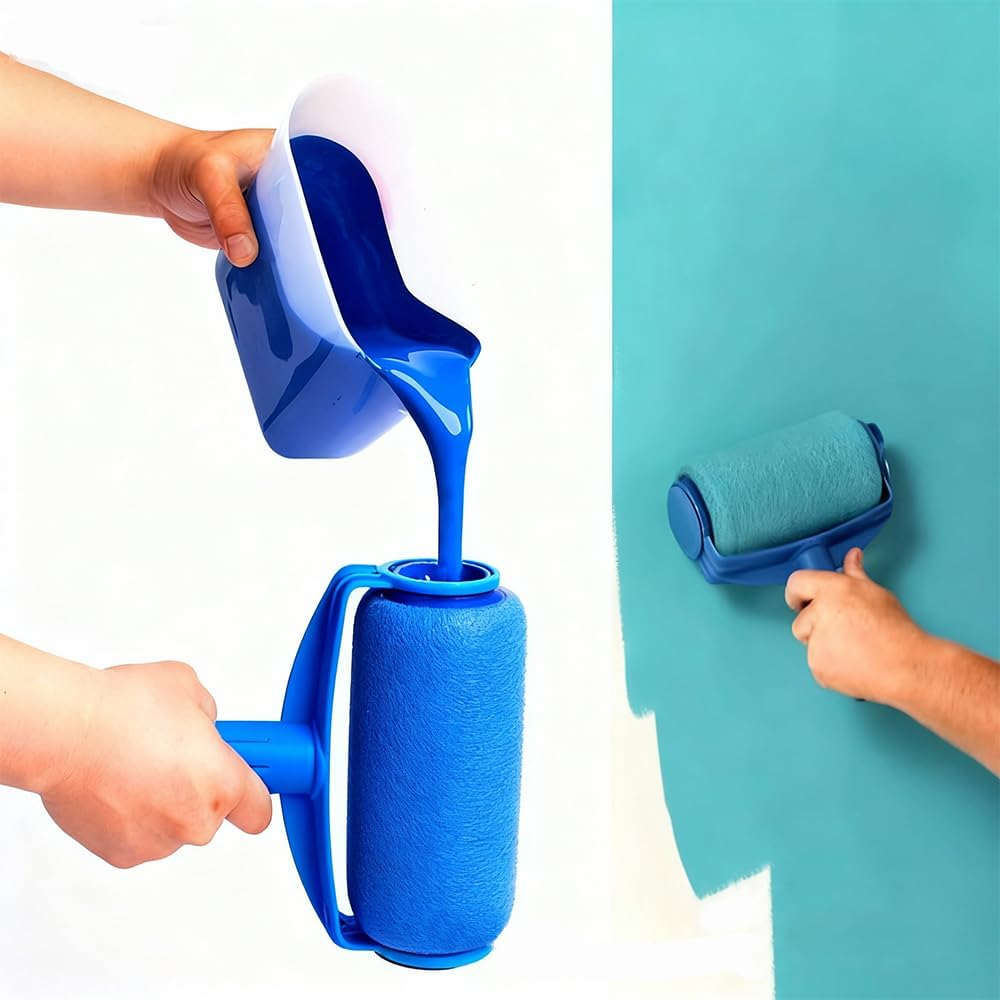 7Pcs Professional Paints Roller Set with Edger and Tray, Paint Roller DIY Wall Painting Brushes Set, Non Drip Painting Roller and Tank Kit, Paint Rollers with Tank for Walls, Ceilings image number 2