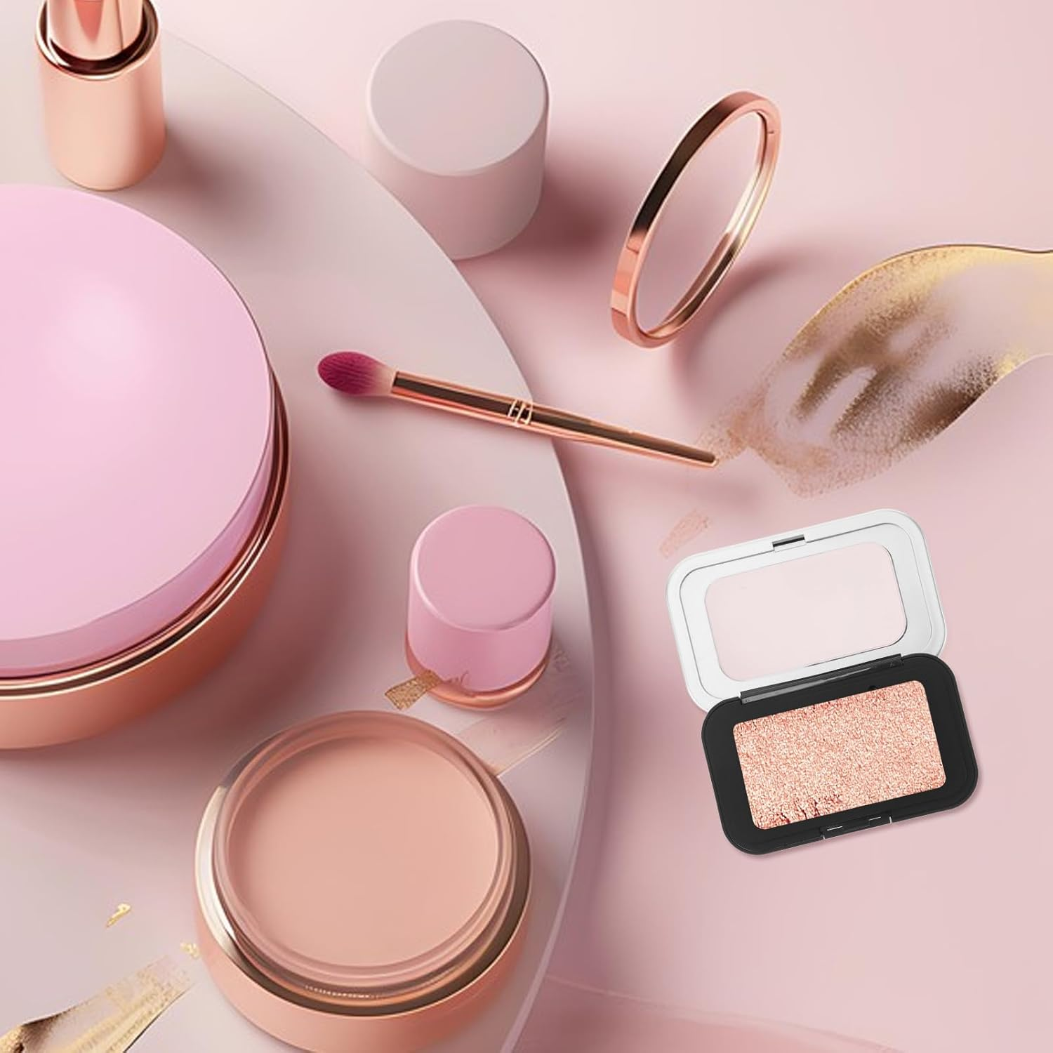 DOITOOL Magnetic Eyeshadow Palette Empty Compact DIY Makeup Mixing Plate Portable Black Makeup Organizer Suitable for Travel and Blush Storage image number 2