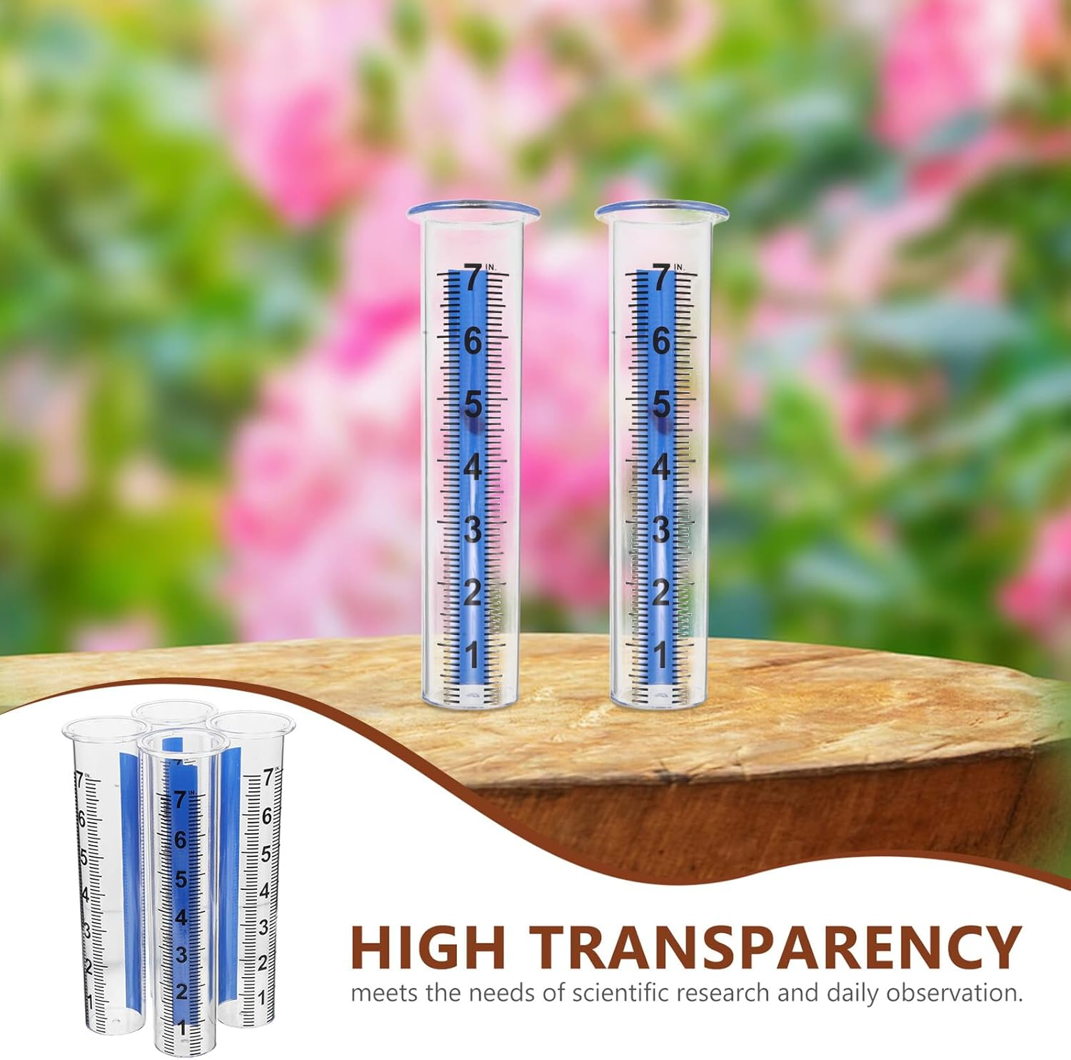 Outanaya 4PCS Transparent Plastic Rain Gauge Replacement Tubes Anti-Crack and Frost-Resistant Accurate Measurement for Garden Lawn Irrigation and Weather Monitoring