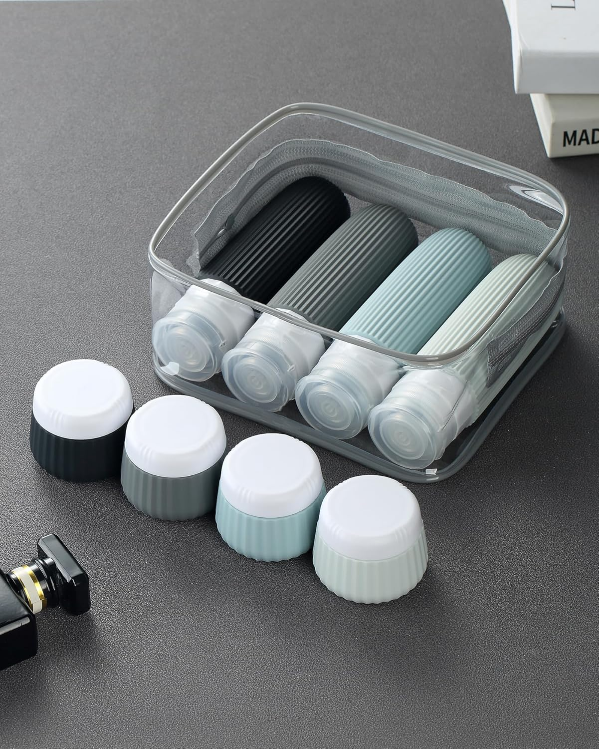 Mrsdry Travel Bottles - 8 Pack, TSA Approved Travel Size Toiletries, Leak Proof Silicone Squeezable Containers in Clear Bag image number 6