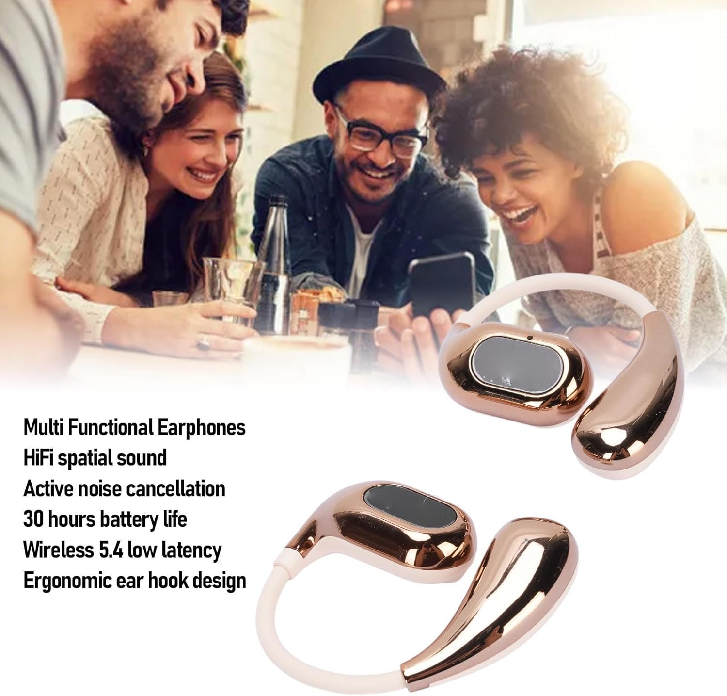 Asixxsix AI Translation Earbuds Real Time, 140 Language Bluetooth 5.4 Translator Earbud, Ear Hook Simultaneous Interpretation Translation Headphones for Travel Business image number 3