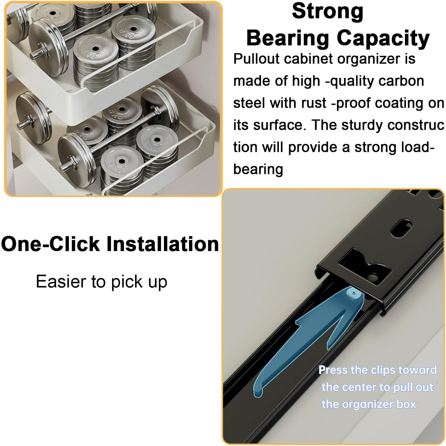 Pull Out Cabinet Organizer, WADY Pull Out Drawers for Cabinets Fixed with Adhesive Film, Adjustable Peel Stick Slide Out Drawers for Kitchen Cabinets Pantry Bathroom-43Cm Deep(11.8" W) image number 6