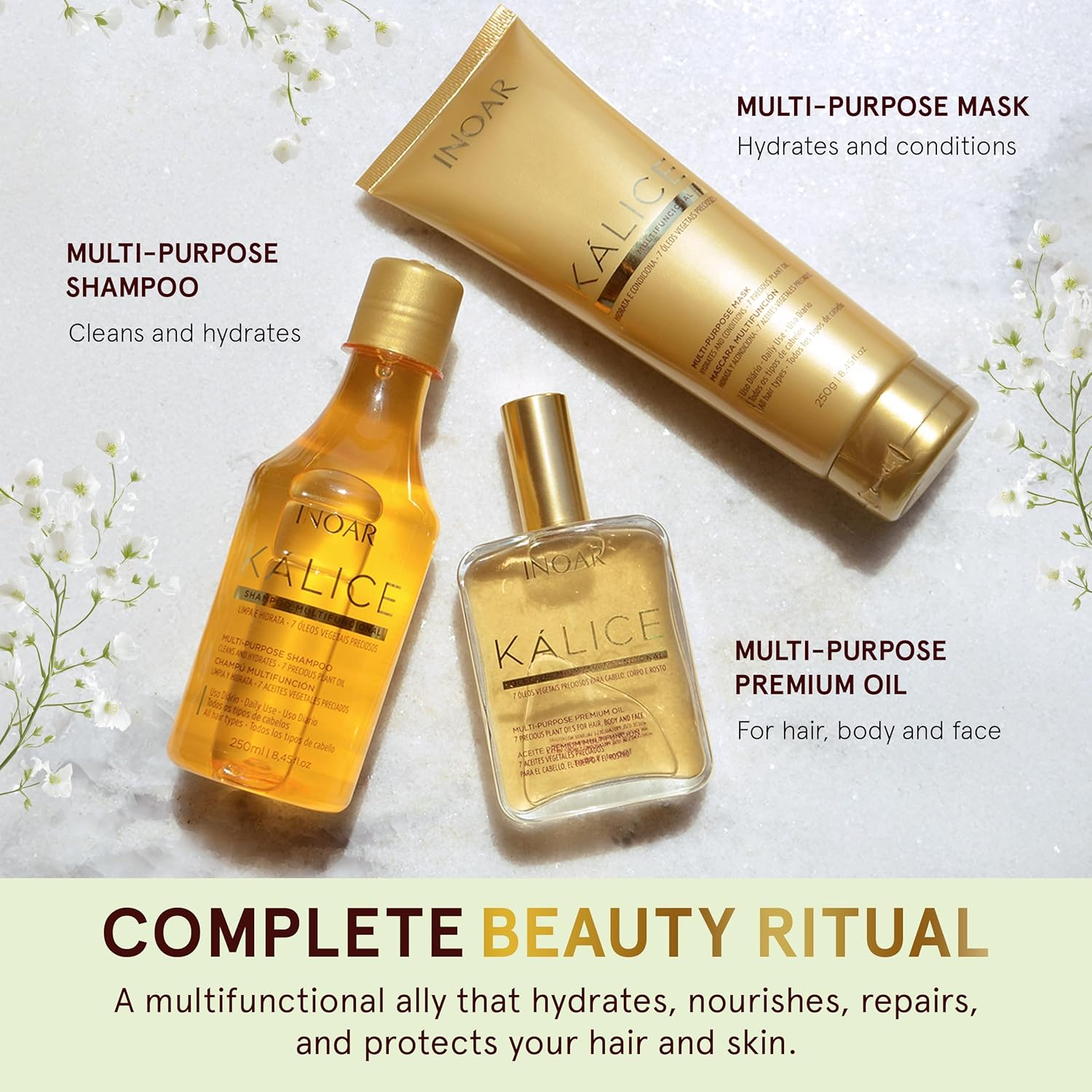 INOAR &ndash; Kalice Mask, Moisturizing Hair Mask, 7 Essential Oils, Vitamin E, Argan Oil, Moisturizing, Nourishing, Vegan Hair Product, Cruelty Free Haircare for Men and Women (8.4 Oz.) image number 3