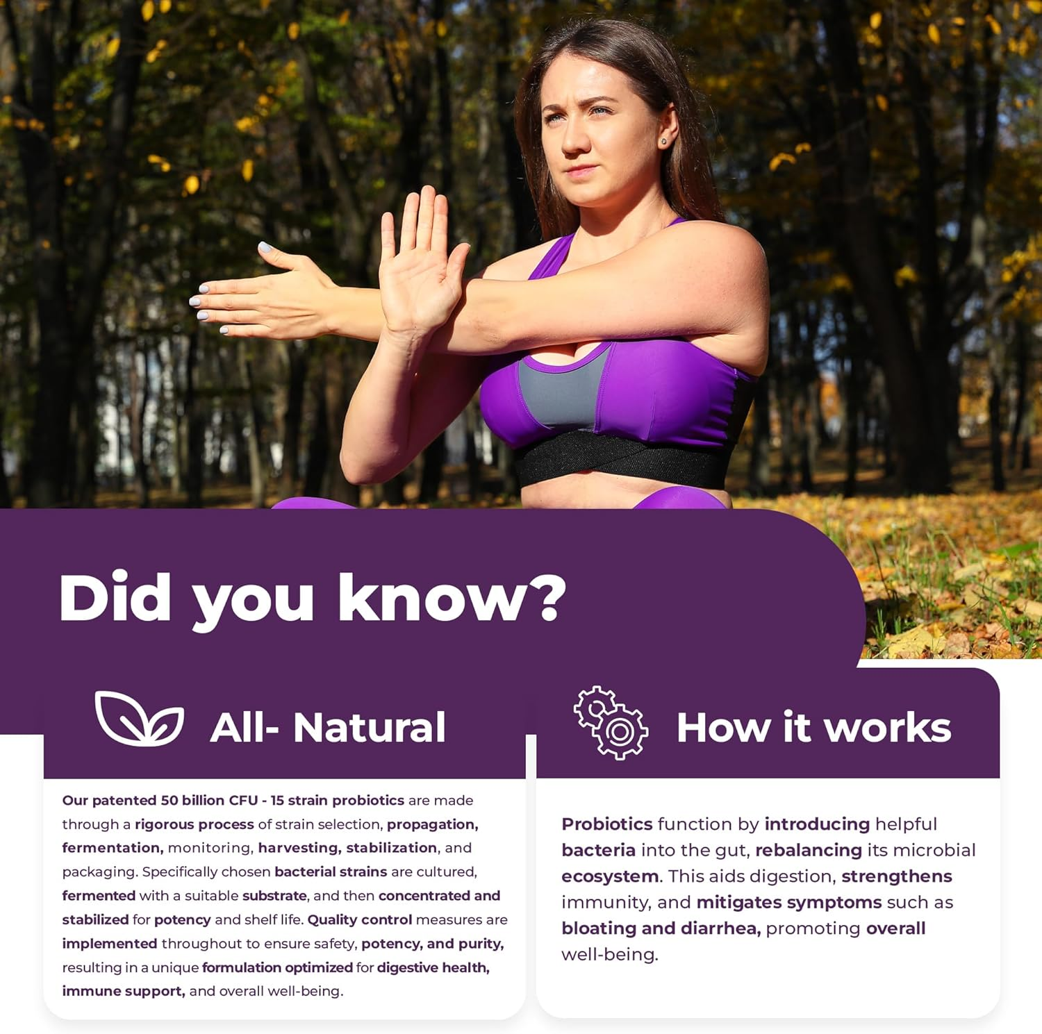 50 BILLION Daily Probiotic for Men & Women, 15 Strains Active Culture. Relieves Bloating and Constipation, Improved Digestion and Gut Health Supplement, Non-Gmo, Vegan, Gluten Free. 60 Powerful Easy to Swallow Capsules. image number 5