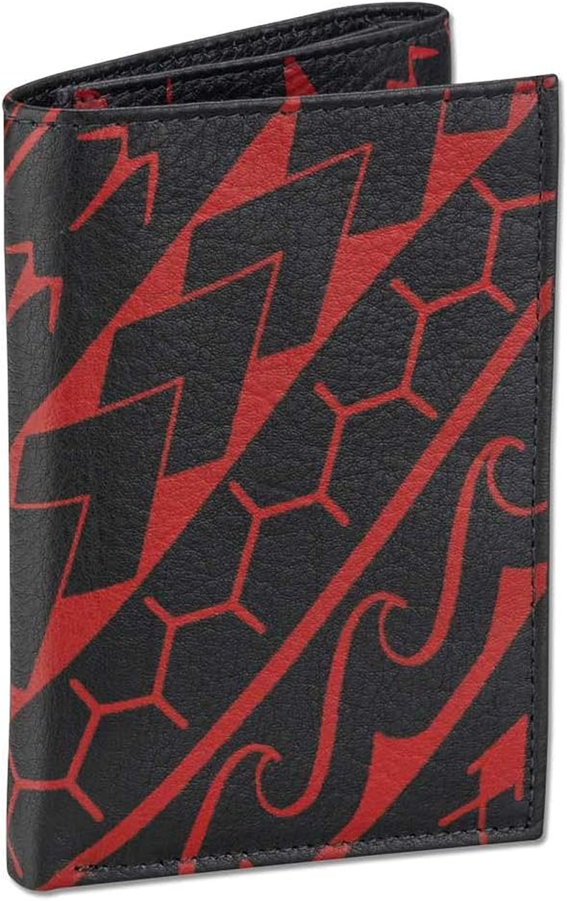 Polynesian Tattoo Trifold Wallet, Genuine Leather, "Manu" Tattoo Art by Eugene Ta&rsquo;Ase (Black with Red Art) from NAKOA - Black With Red Art image number 1