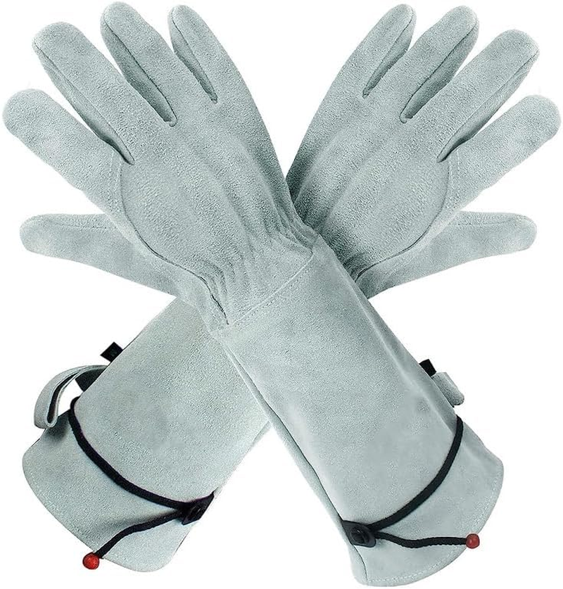Leather Gardening Gloves for Women & Men, Thorn Proof Long Sleeve Gauntlet Gloves, Rose Cactus Pruning Puncture Resistant Garden Work Gloves, Heavy Duty Yard Gloves