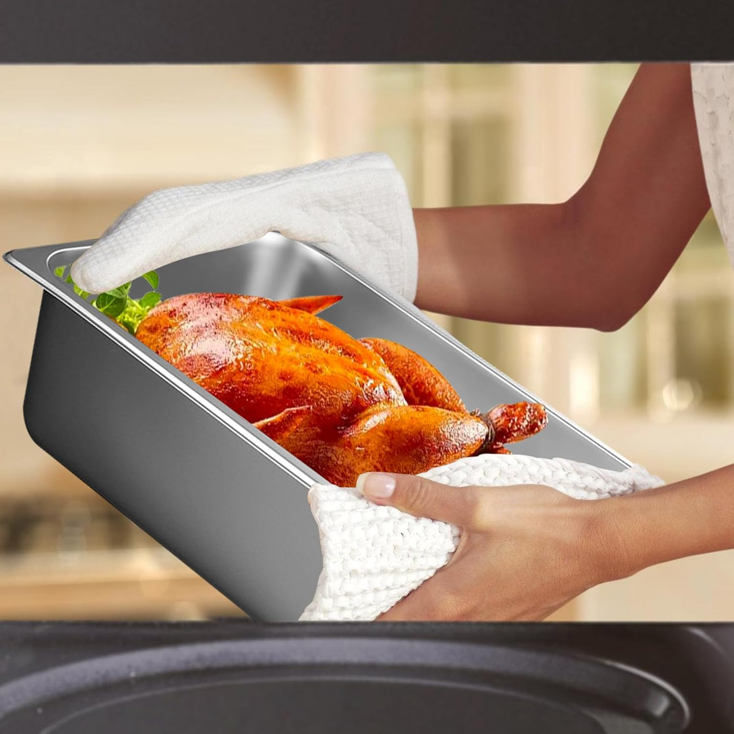 Breading Set Stainless Steel 3 Pieces: 3 X GN Containers with Lid, 32.5 X 17.5 X 6.5 Cm Metal Breading Tray, Rectangular, Gastronorm Container Stainless Steel with Lid for Breading for Fish, Meat image number 6