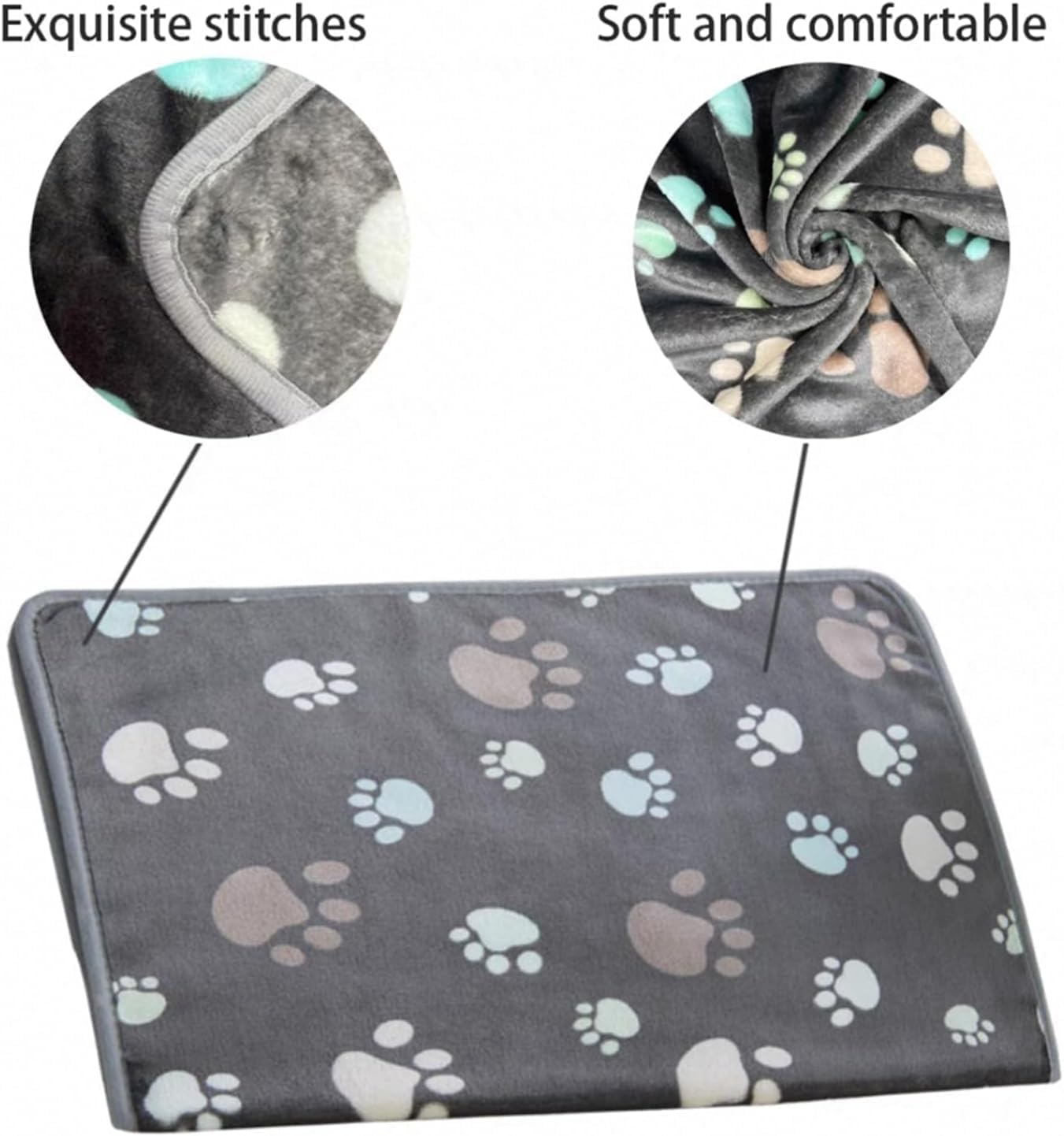 Soft Fluffy Dog Blankets with Paw Print, 3 Piece Fleece Pet Blankets for Small Dogs,Cute Paw Print Puppy Blanket Fleece Pet Blankets, Soft Fluffy Fleeced Puppy Blankets image number 1
