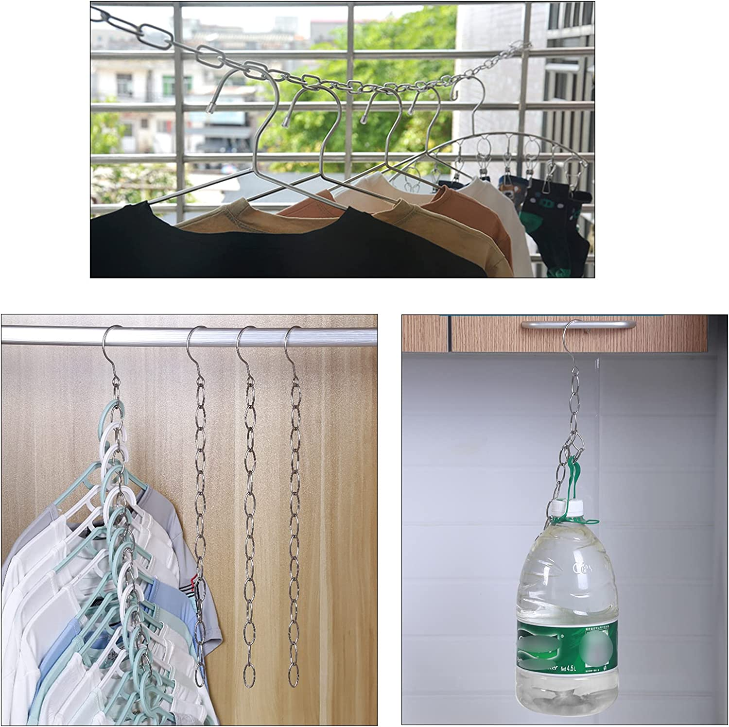 LERTREE 50Cm Space Saving Hanger Chains Stainless Steel Closet Hanger Organizer Magic Chains for Home and Office (4) image number 2