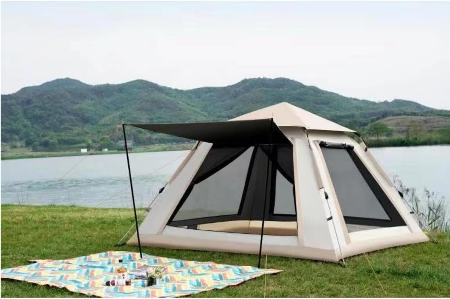 4-6 Person Camping Tents with Quick Setup Folding Pop up Tent | Backpacking Tent for Hiking, Travel, or Beach | Inflatable Tents for Camping | Waterproof Tent for Beach image number 3