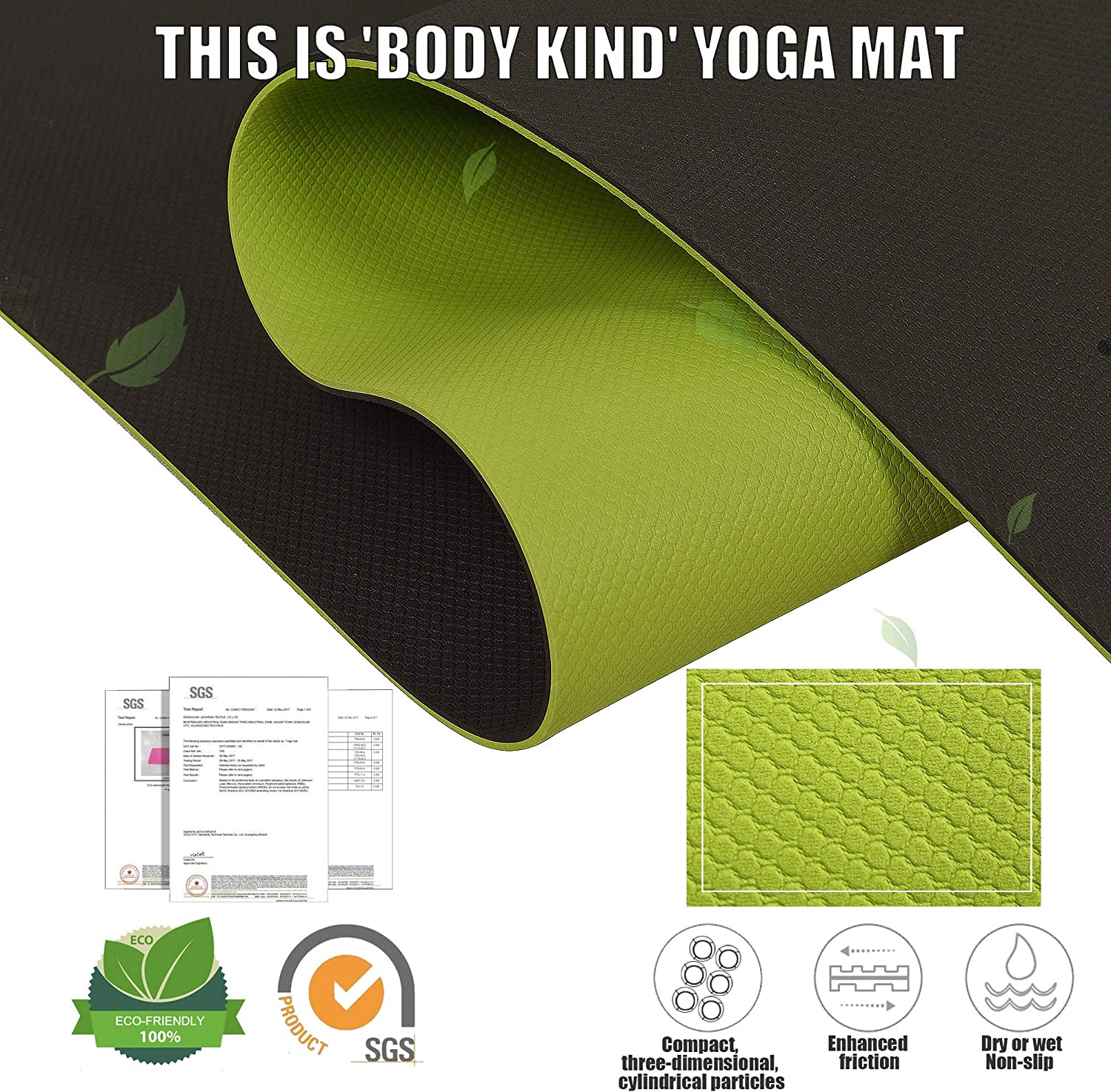 DAWAY Eco Friendly TPE Yoga Mat Y8 Wide Thick Workout Exercise Mat, Non Slip Grip Pilates Mats, Body Alignment System, Tear Resistant, with Carrying Strap, 72"X 26" Thickness 6Mm image number 5