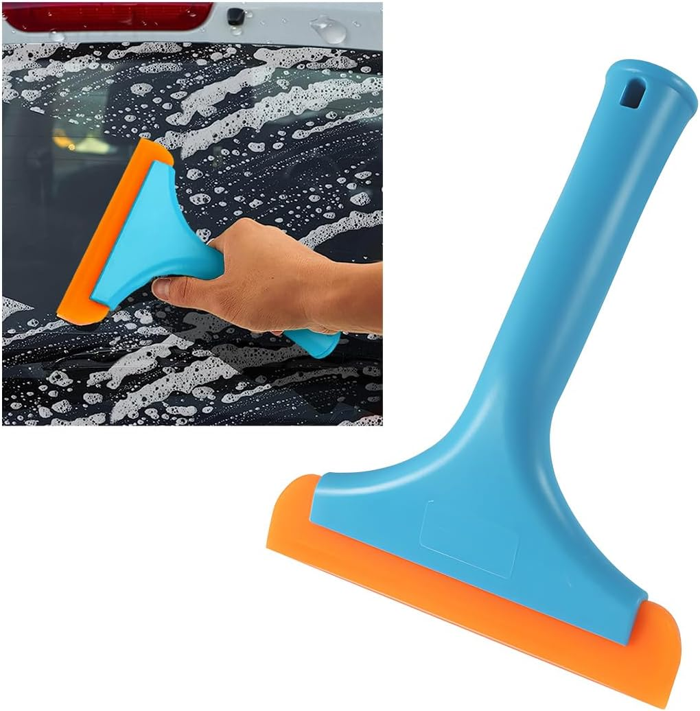 Small Silicone Window Squeegee, 5.9 Inch Car Windshield Water Blade Squeegee with Non-Slip Handle, All-Purpose Cleaning Squeegee for Car Windshield, Window, Mirror (Black)