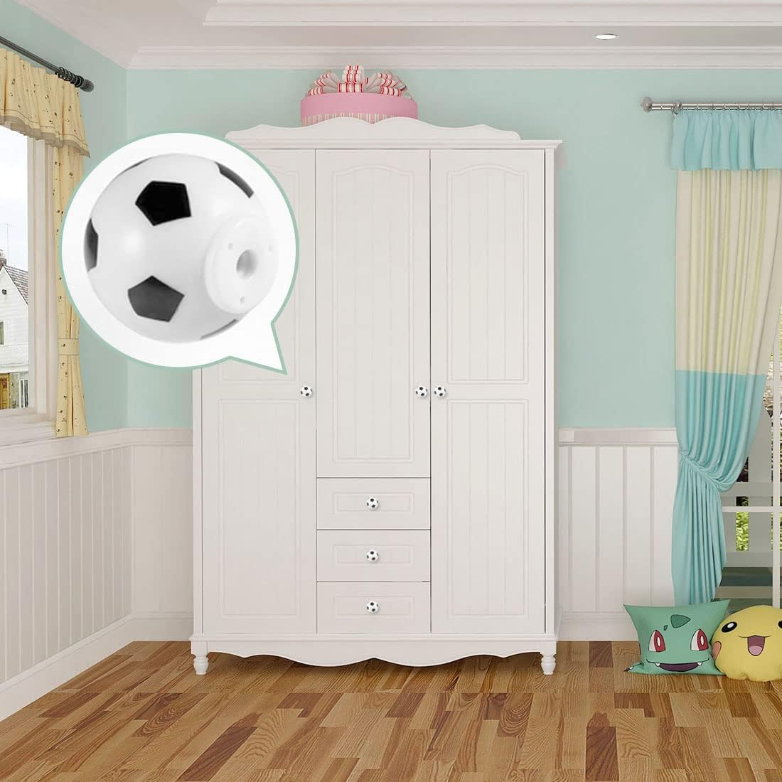 JJWNMLL 12Pcs Football Dresser Knobs Soccer Drawer Knobs Sports Theme Decor Handles Furniture Decoration Pulls Handles for Dresser Cupboard Wardrobe Cabinet image number 3