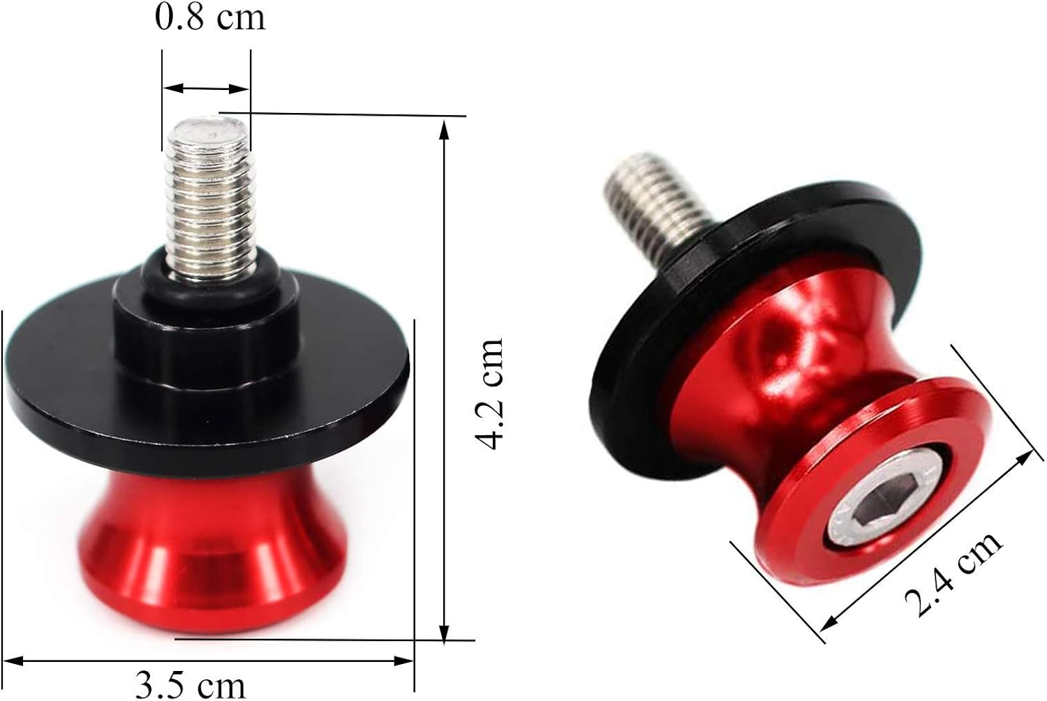 2Pcs M8 Swingarm Spools, Motorcycle Swing Arm Spools Swingarm Sliders Motorbike Swing Arm Stand Screw M8 CNC Aluminum Swing Arm Sliders Protector 8MM Fit for Suzuki, Motorcycle Accessories Red image number 2