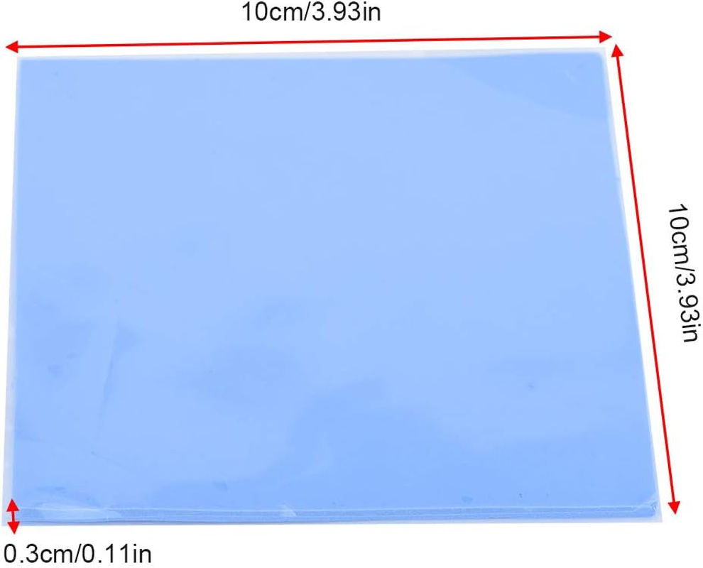 100Mm X 100Mm X 3Mm CPU Thermal Pad, CPU Chip Heatsink Cooling Thermal Conductive Silicone Pad, for CPU Chip Heat Conduction or LED Heat Conduction - Blue