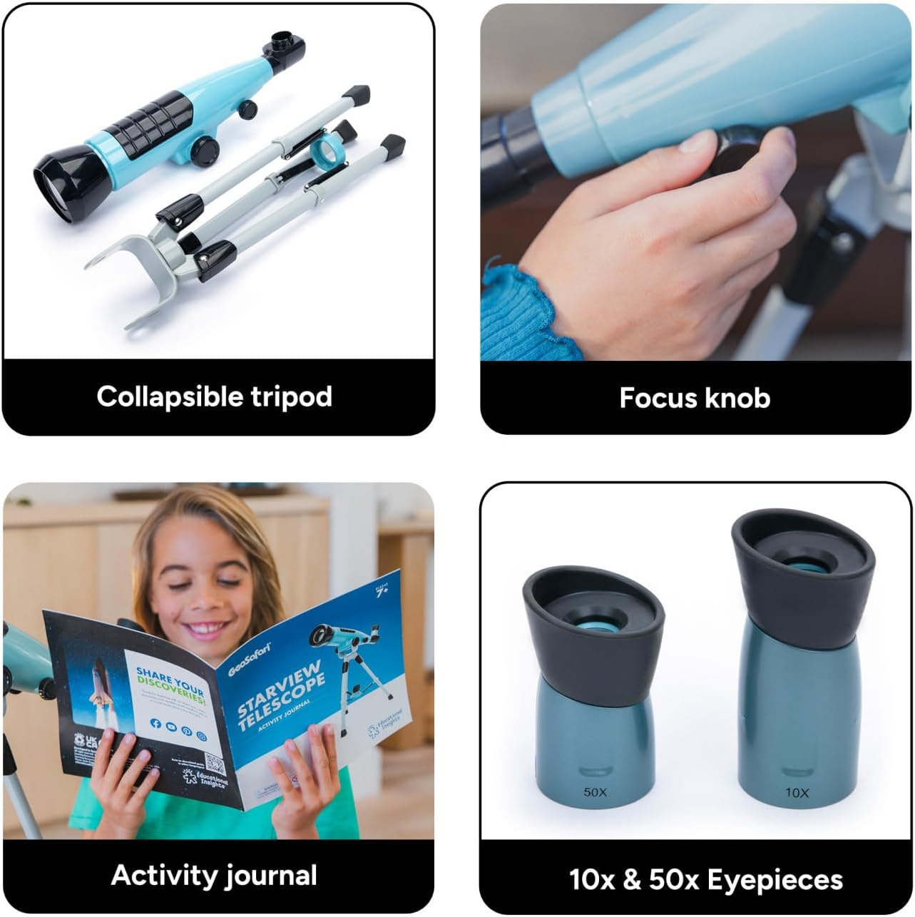 Educational Insights Geosafari&reg; Starview Telescope - Kids Telescope for Beginner Astronomy, Stargazing & Viewing Planets, Science Set for Home or Classroom, Space Discovery & STEM Gifts for Ages 7+